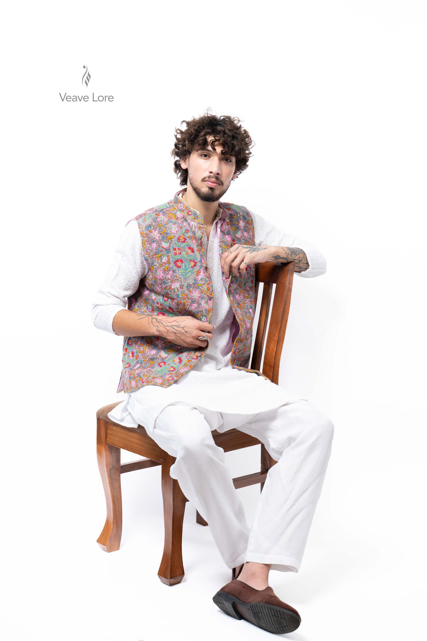 Pewter Rosewood Kalamkari Waistcoat