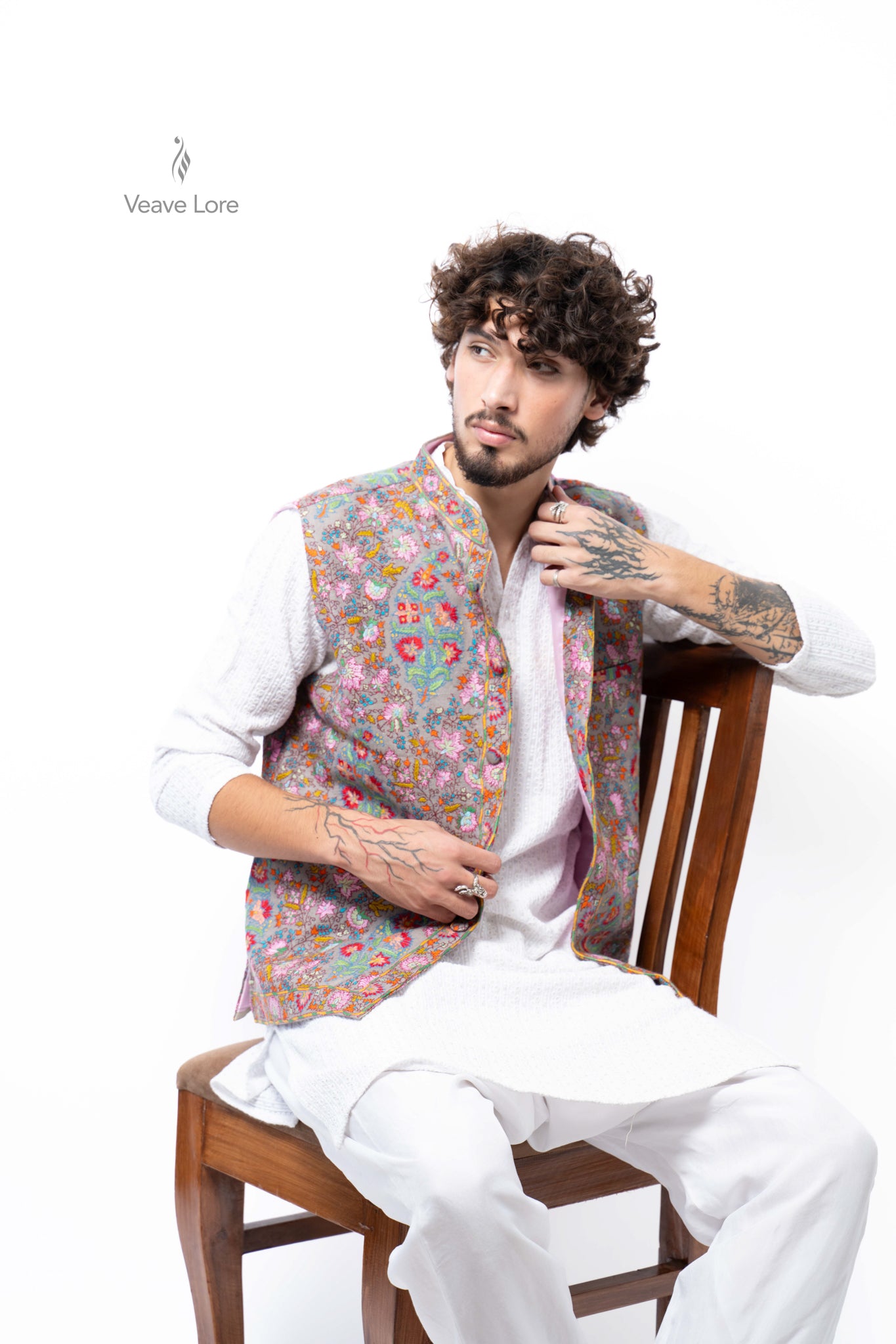 Pewter Rosewood Kalamkari Waistcoat