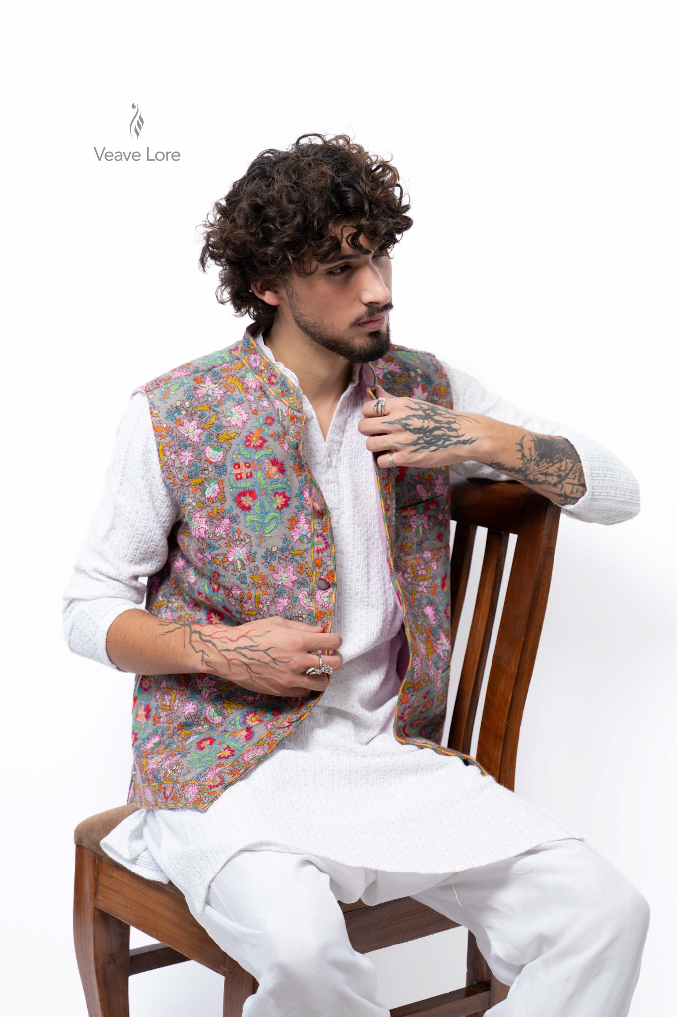 Pewter Rosewood Kalamkari Waistcoat