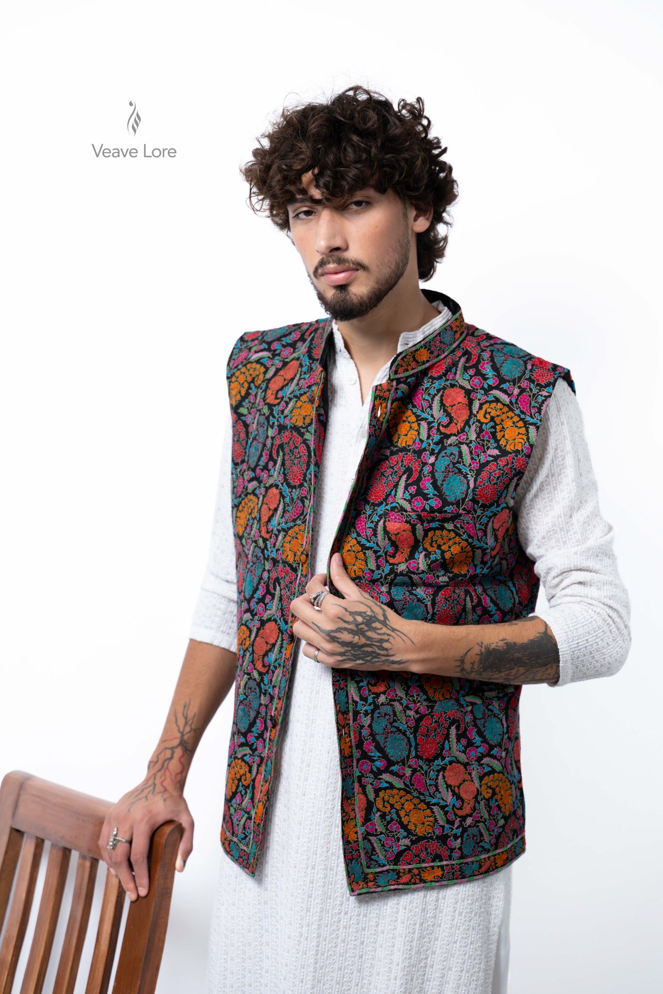 Obsidian Fiesta Kalamkari Waistcoat