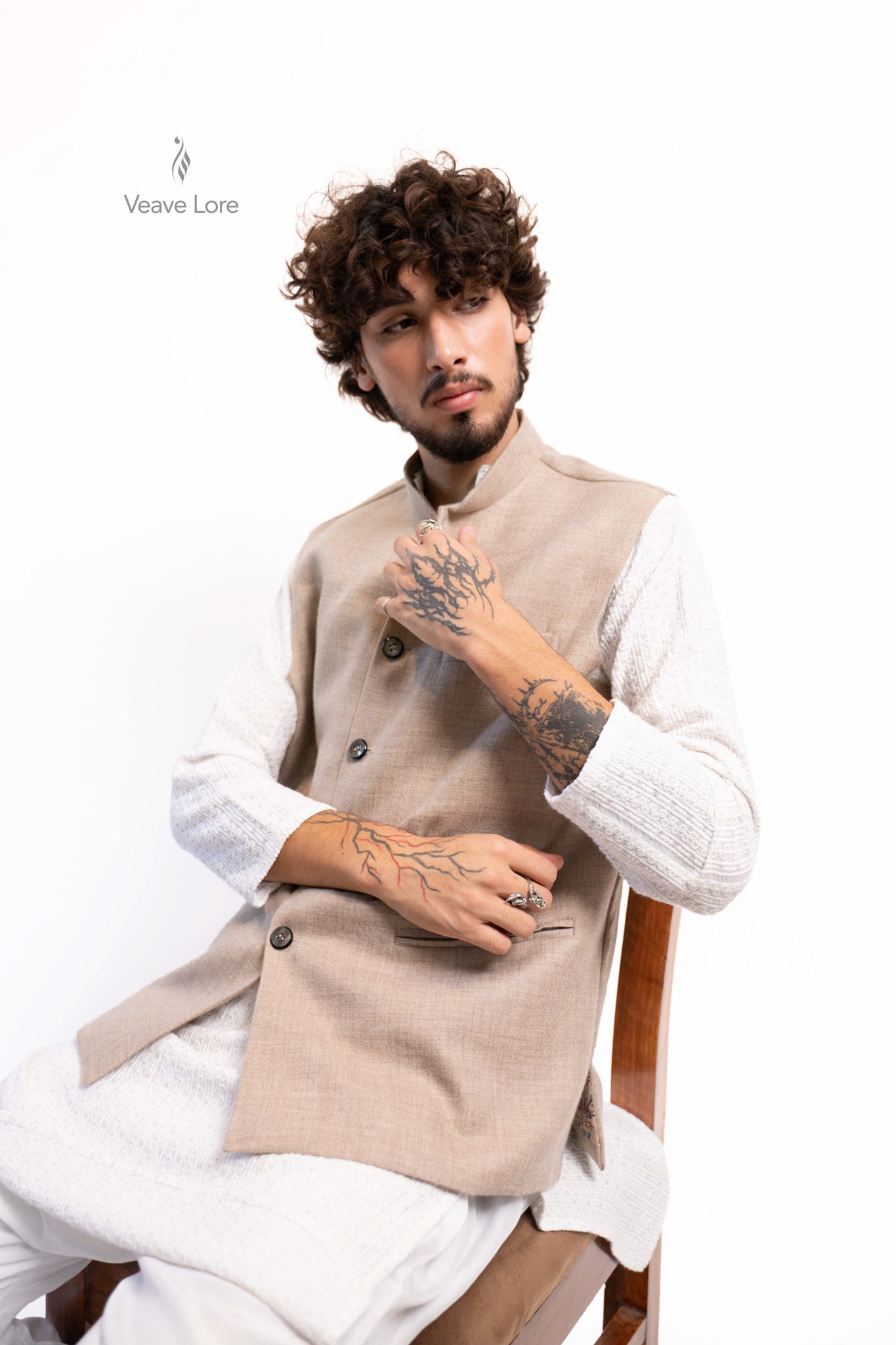 Almond Loom Pashmina Waistcoat
