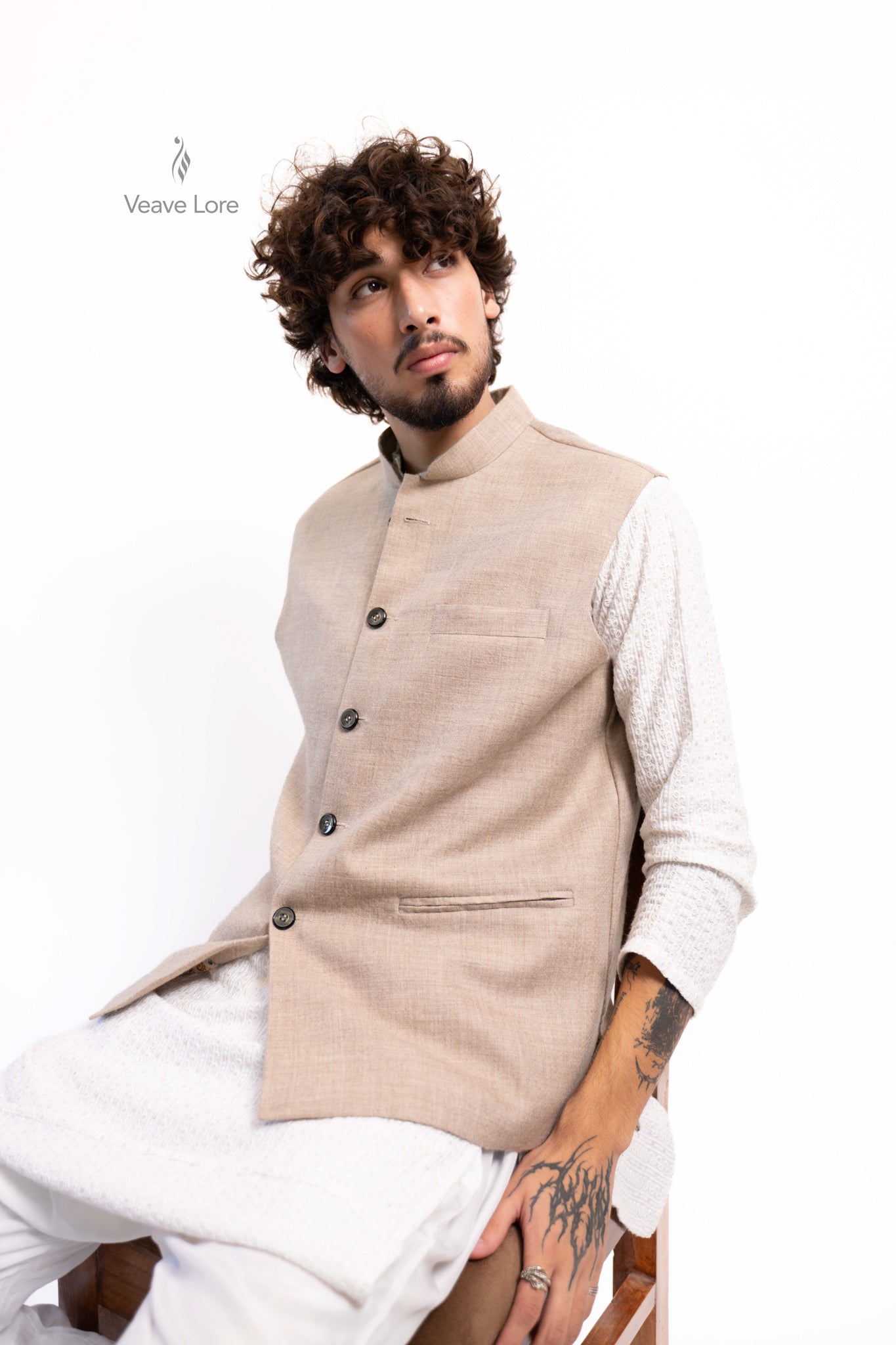 Almond Loom Pashmina Waistcoat