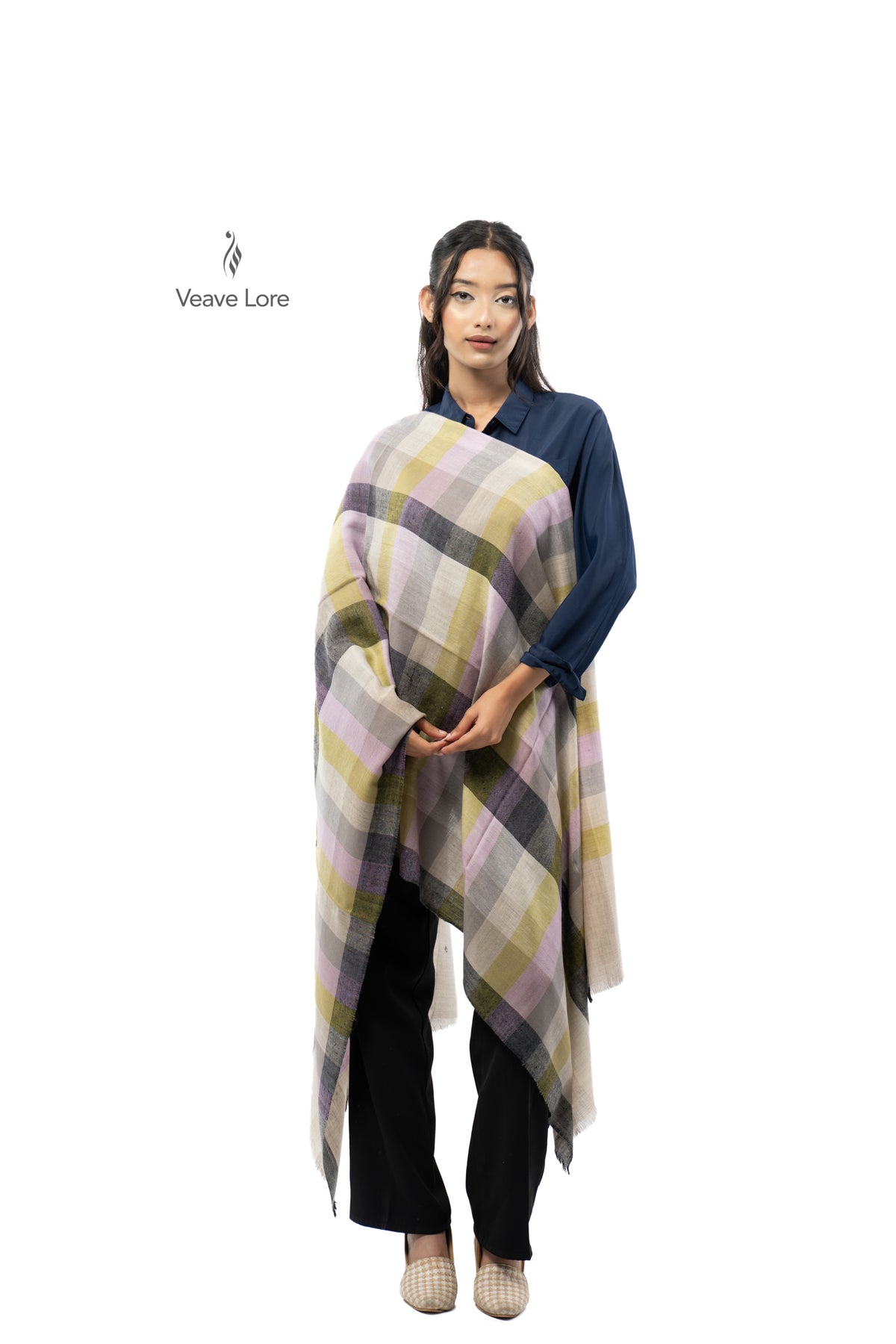 Lilac Gingham Pashmina Stole