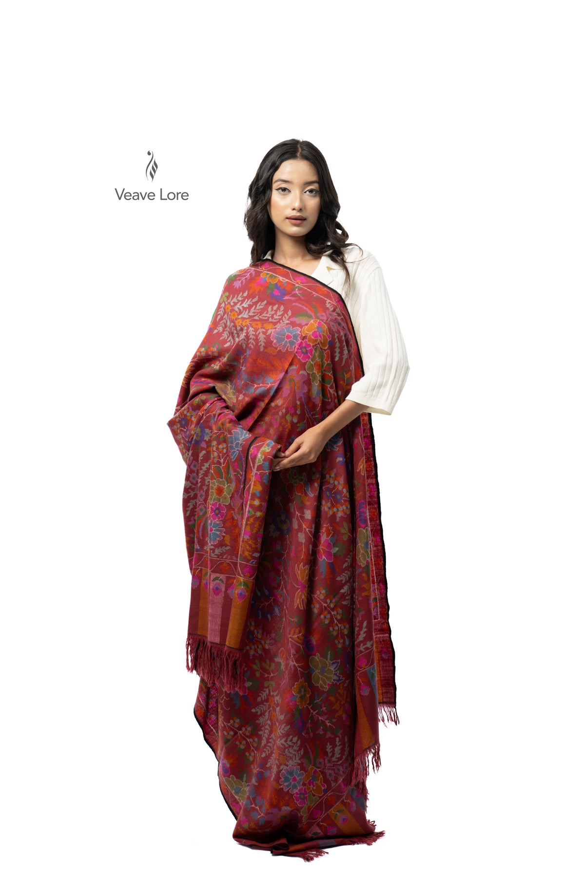 The Ruby Vine Pashmina Shawl