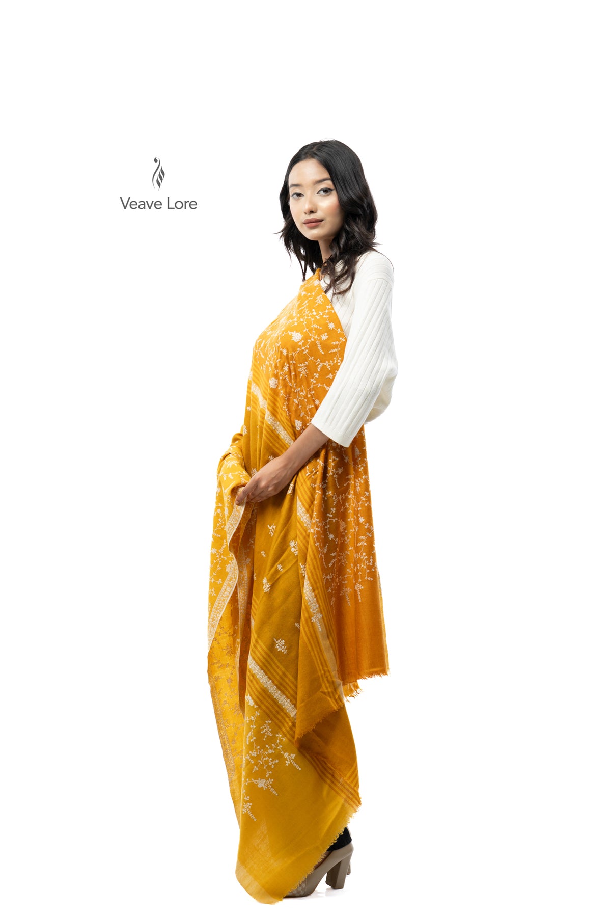 Turmeric Tendril Pashmina Shawl