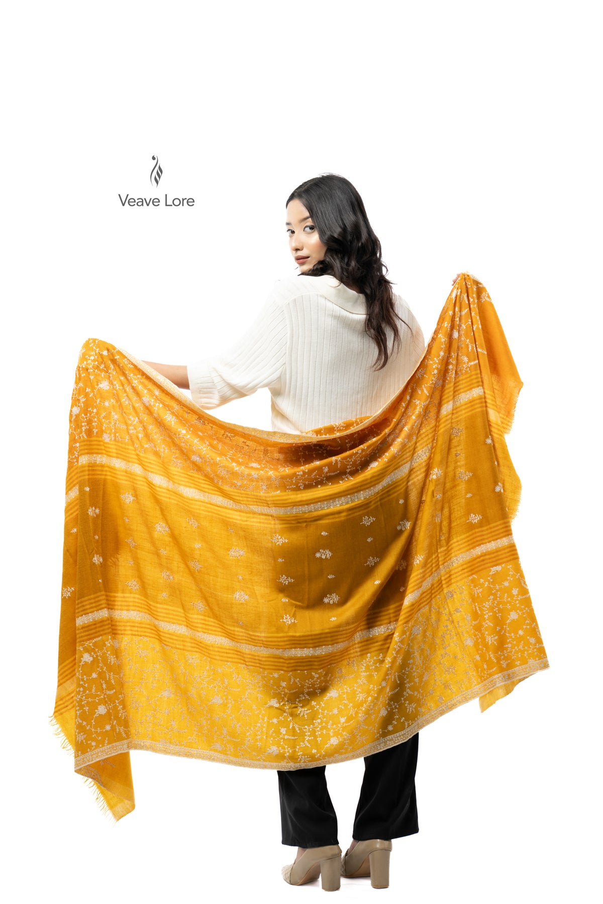 Turmeric Tendril Pashmina Shawl
