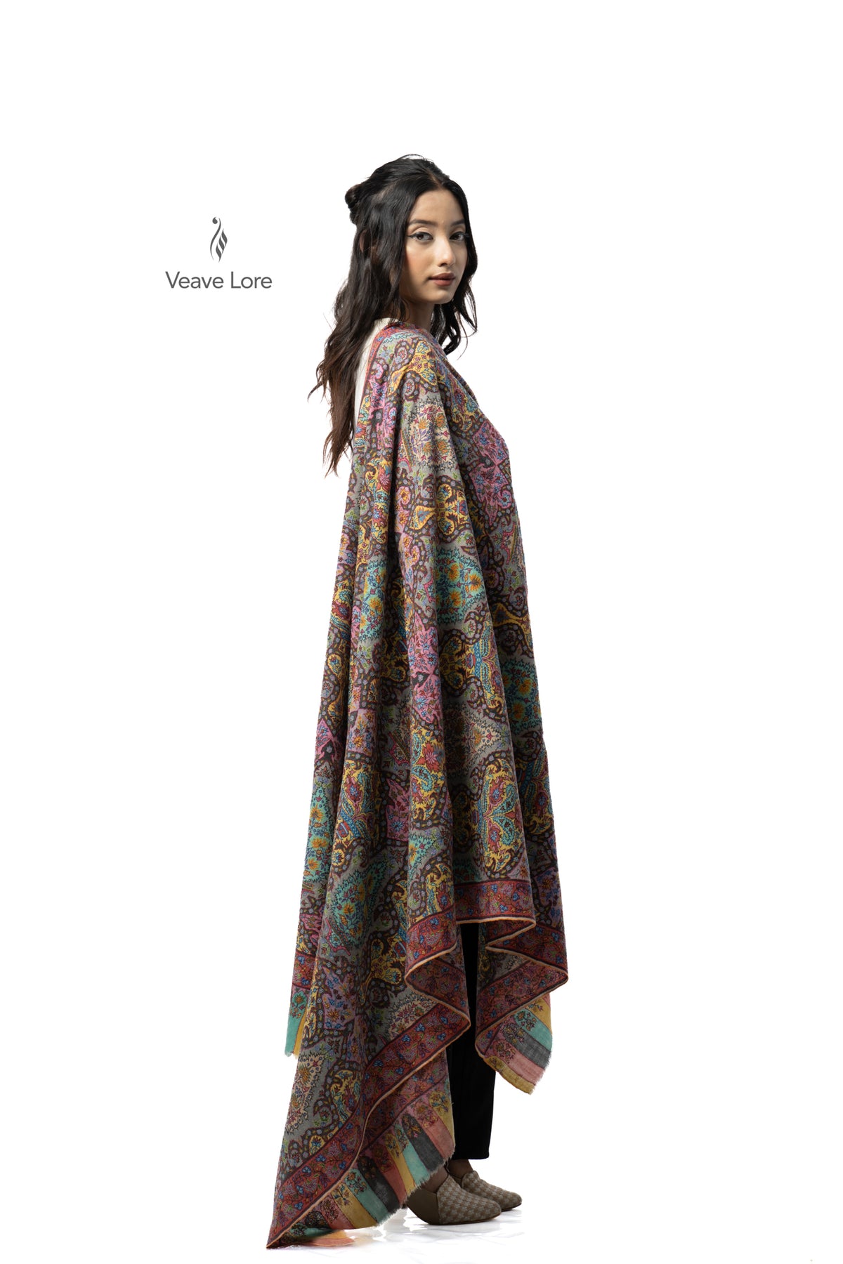 Umber Mural Pashmina Shawl