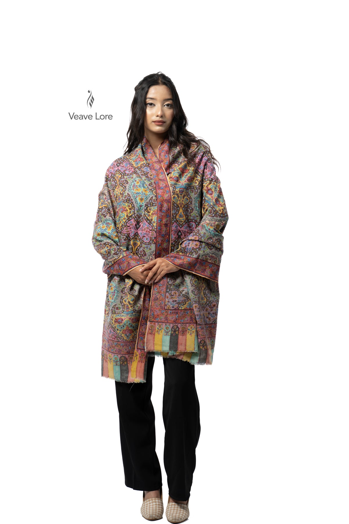 Umber Mural Pashmina Shawl