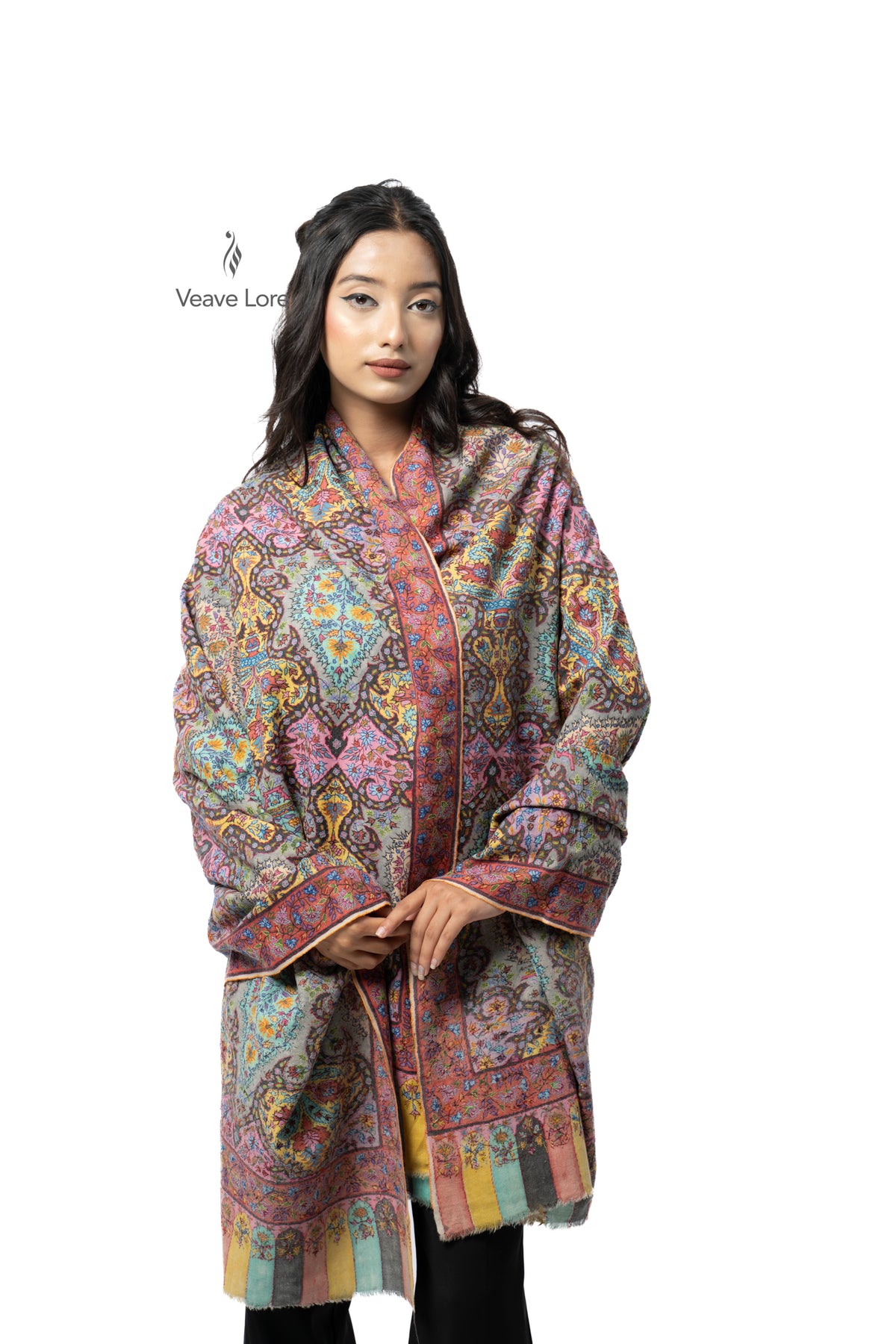 Umber Mural Pashmina Shawl