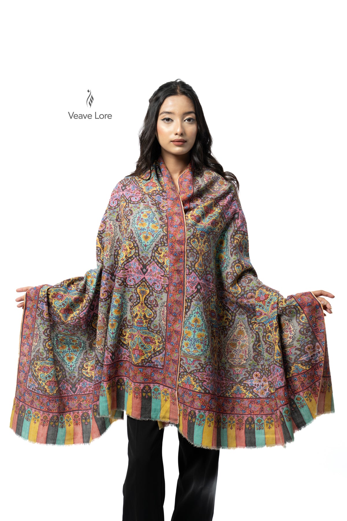 Umber Mural Pashmina Shawl