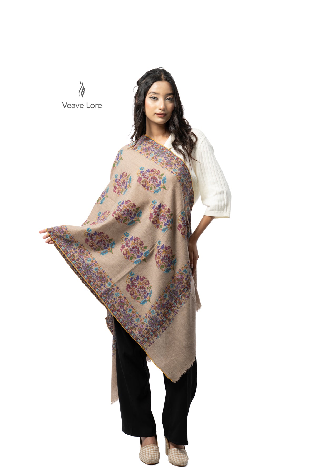 Taupe Bower Pashmina Stole