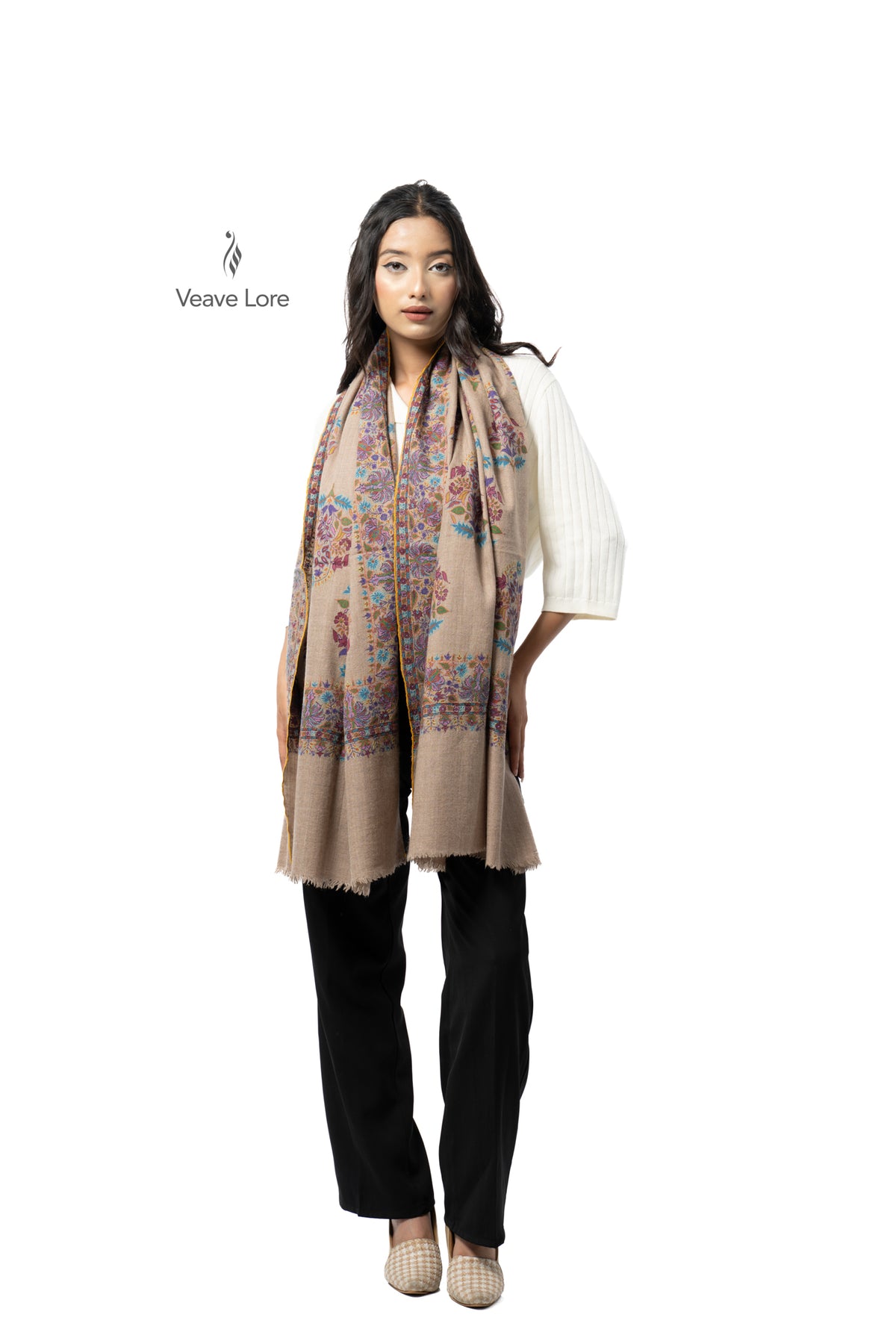 Taupe Bower Pashmina Stole
