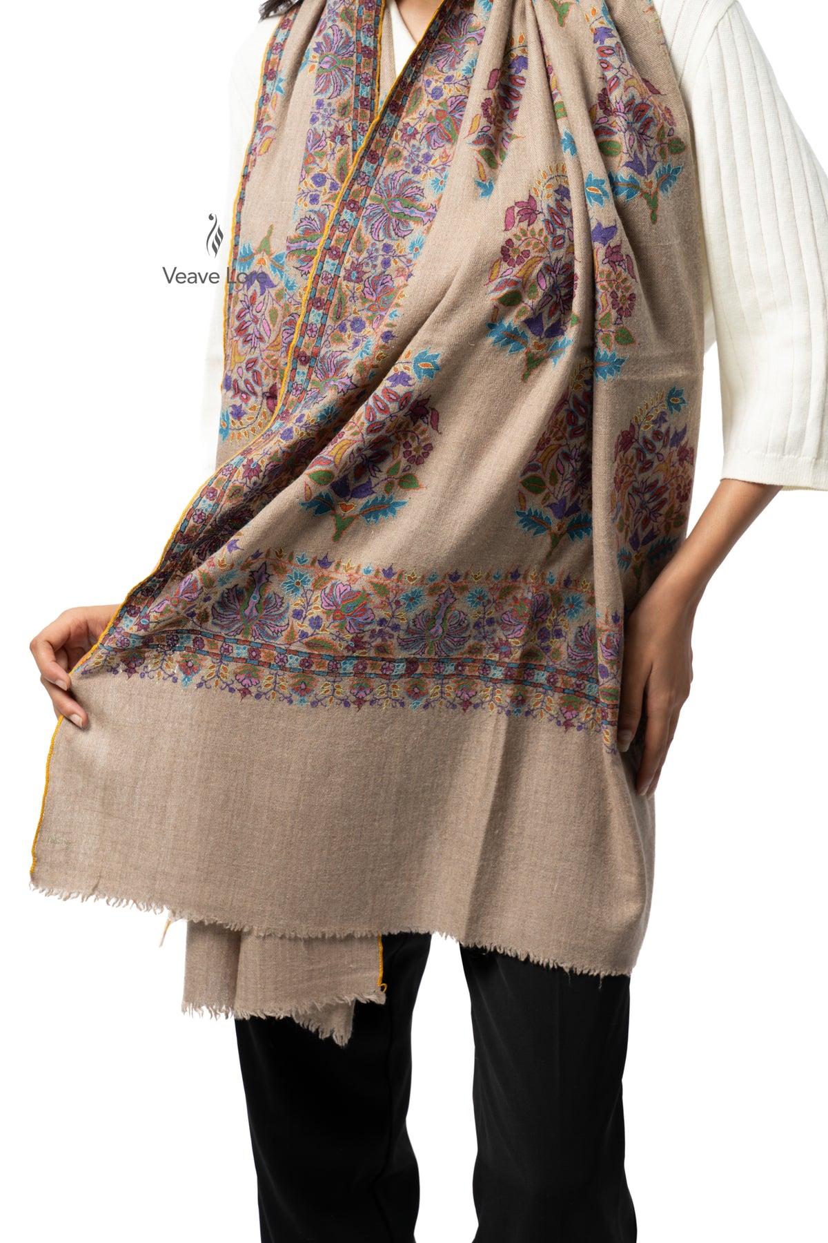 Taupe Bower Pashmina Stole