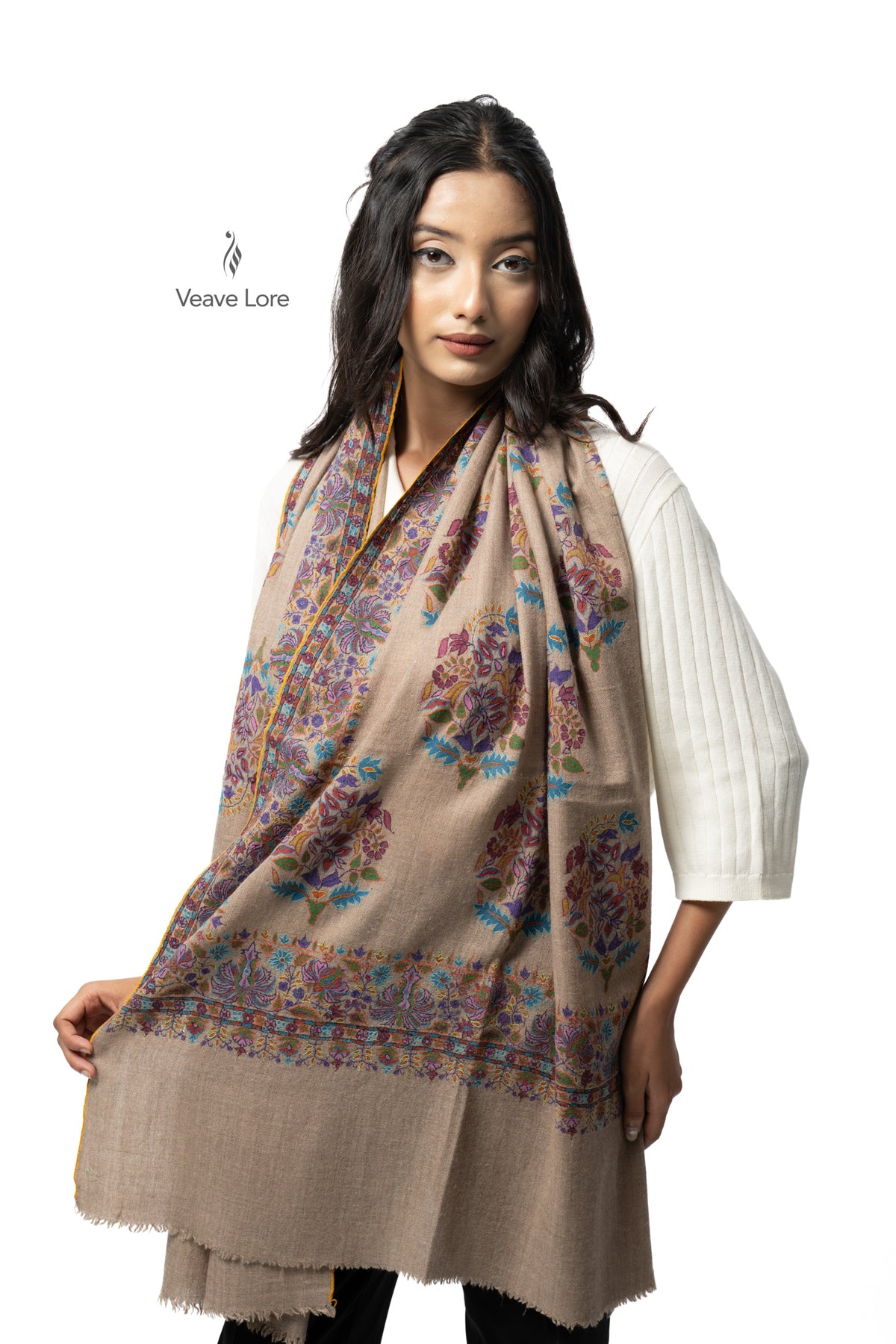 Taupe Bower Pashmina Stole
