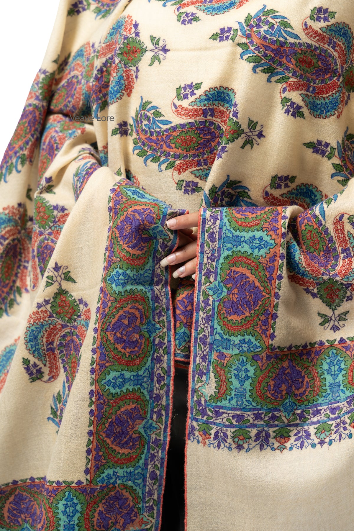 Vanilla Peacock Pashmina Stole