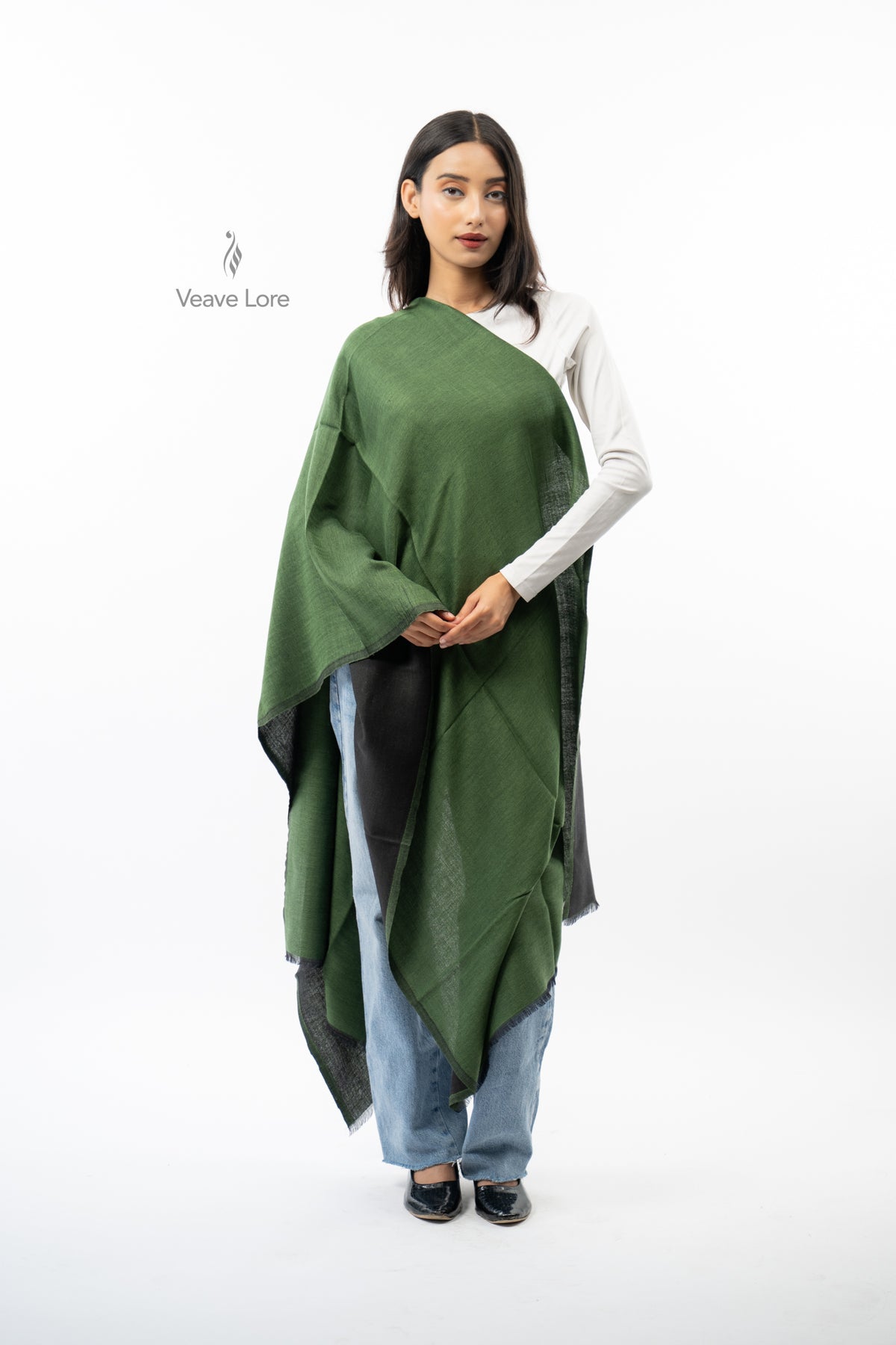 Women Navy & Grey Two-Face Reversible Fine Wool Stole