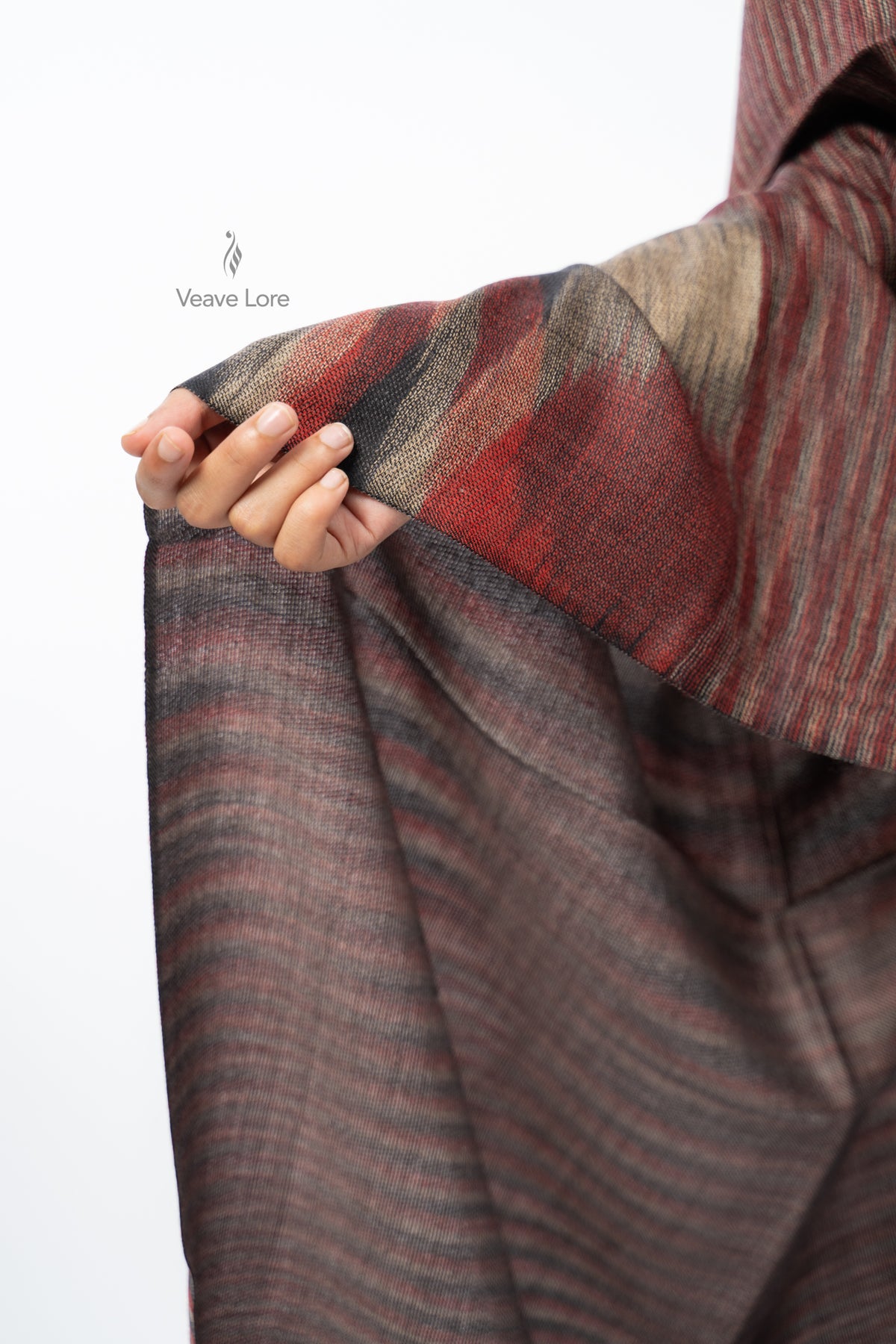 Women Brown Two-Way Fine Wool Stole with Stripe Pattern