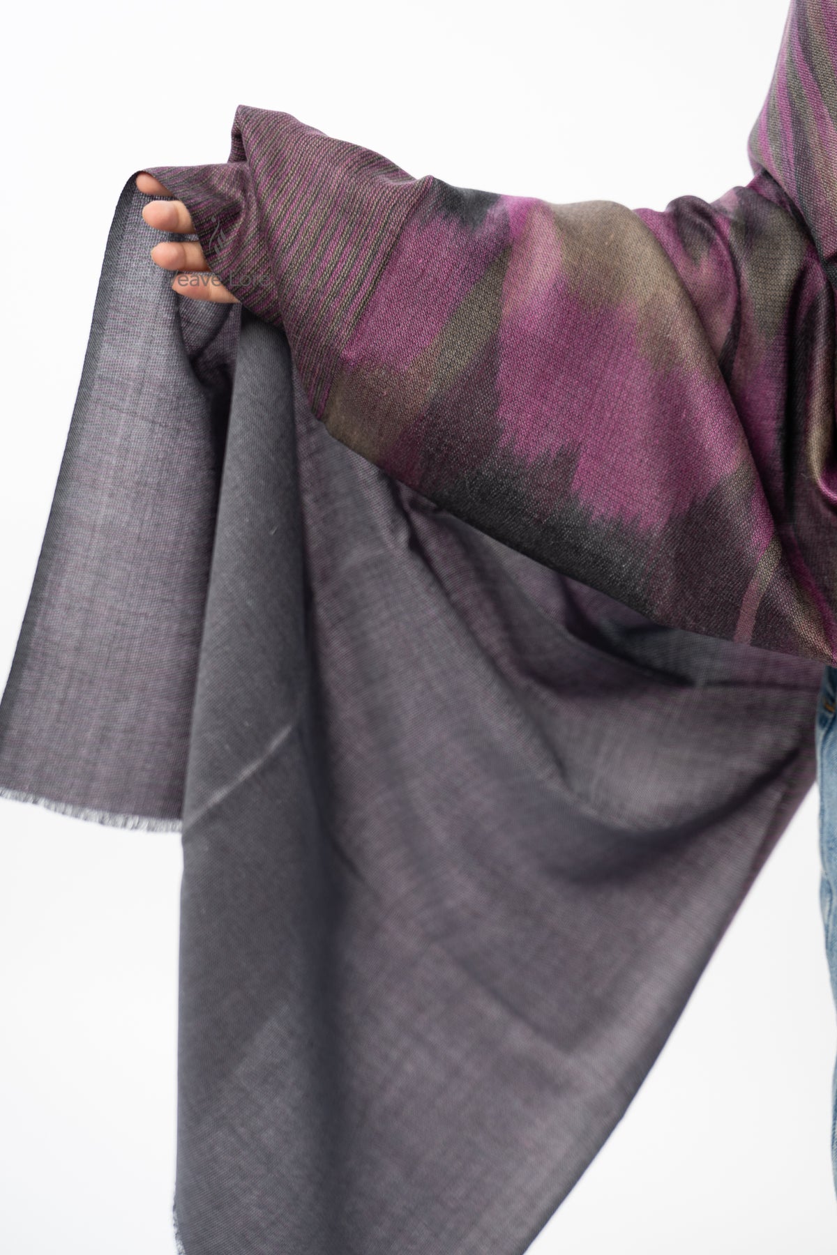 Women Brown Two-Way Fine Wool Stole with Stripe Pattern