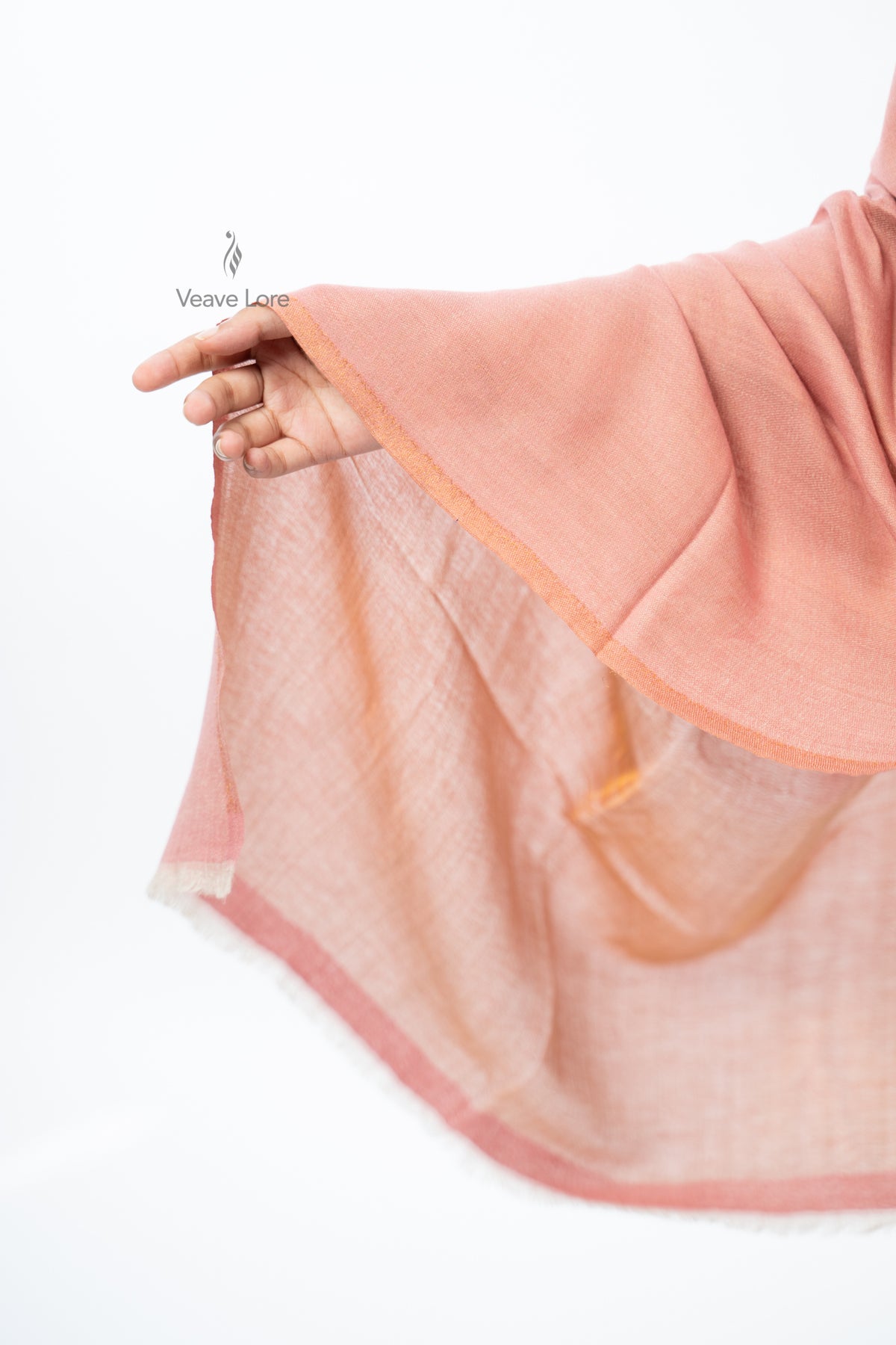 Women Rust & Red Double Face Fine Wool Zari Stole