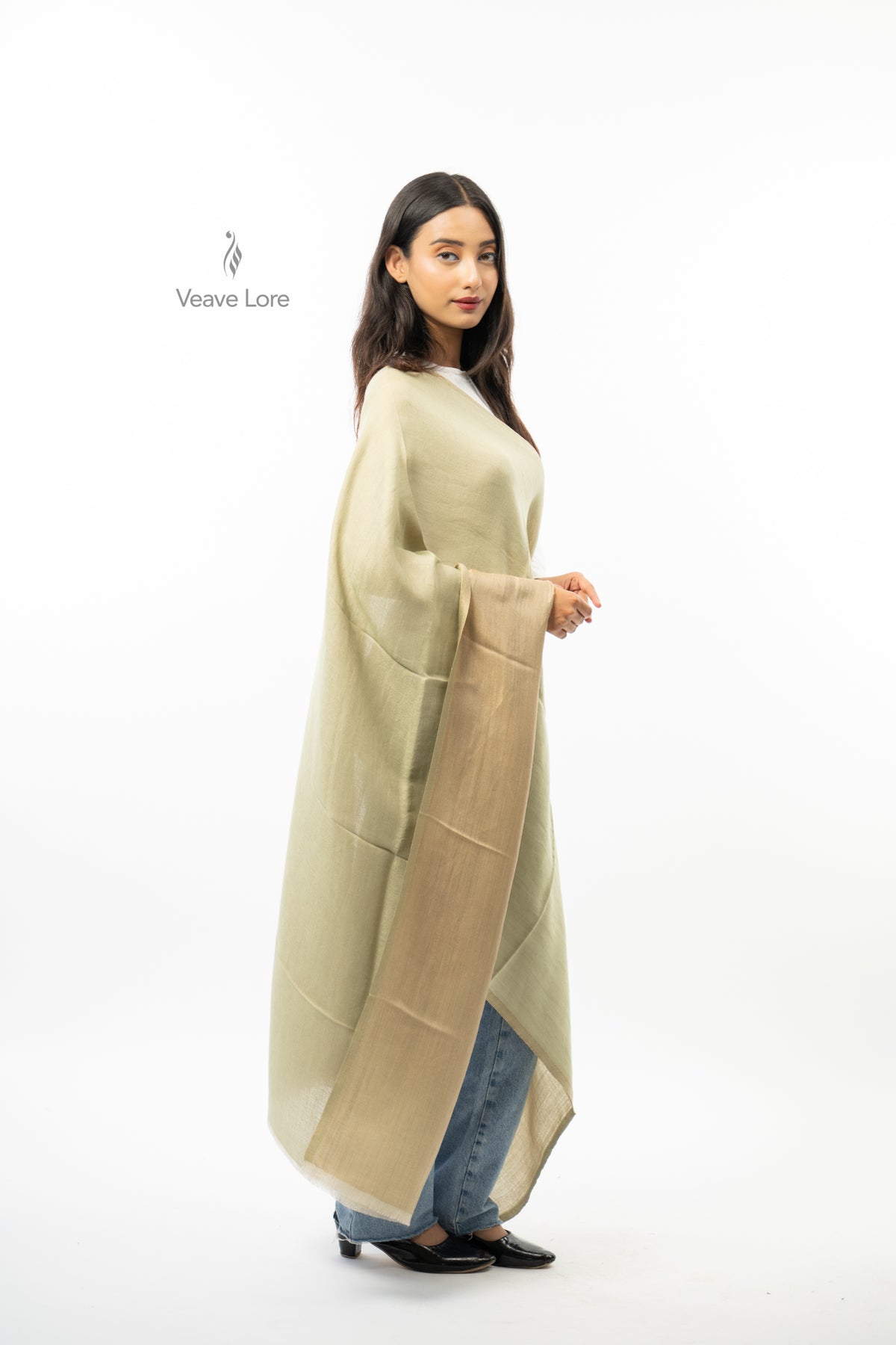 Women Rust & Red Double Face Fine Wool Zari Stole
