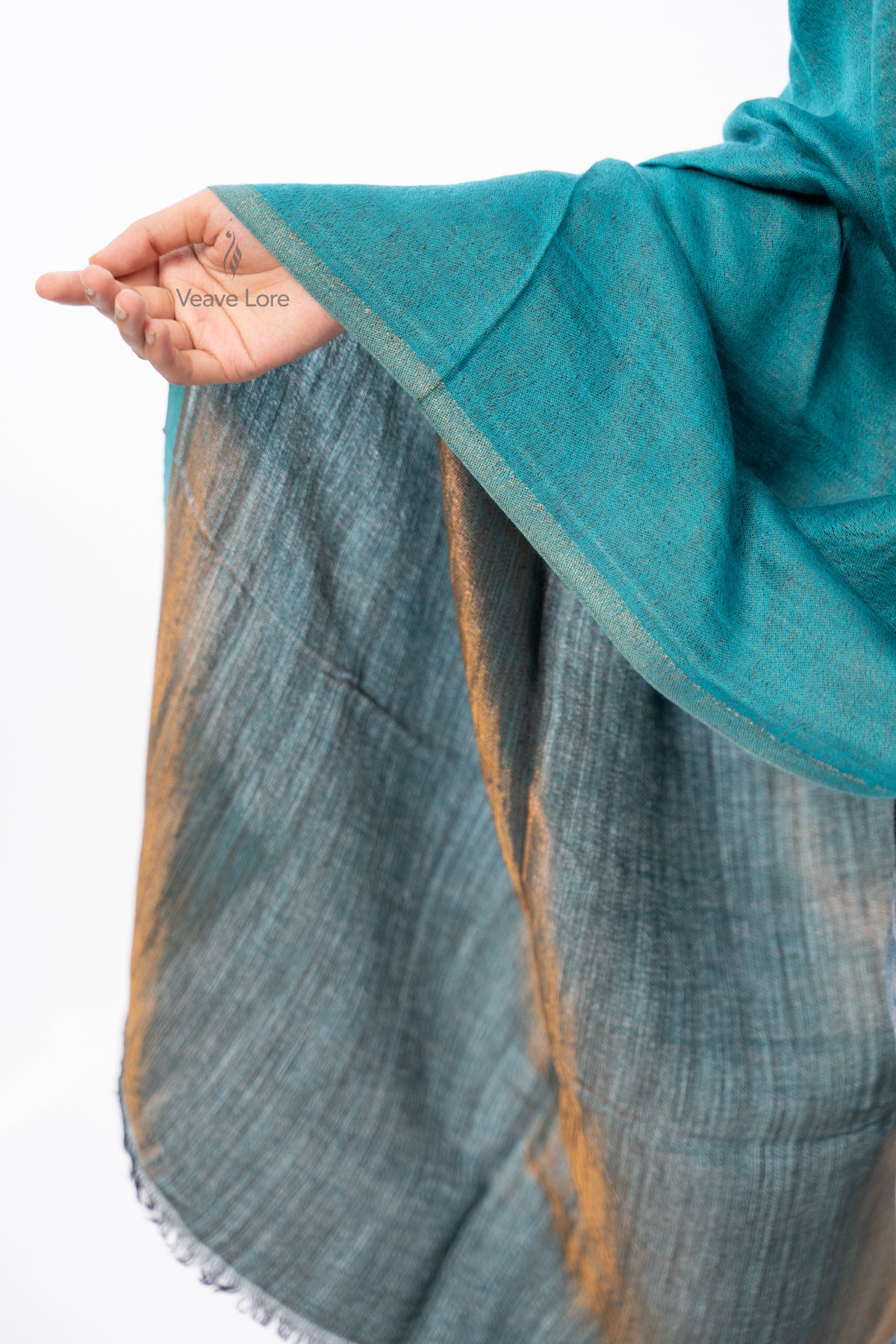 Women Rust & Red Double Face Fine Wool Zari Stole