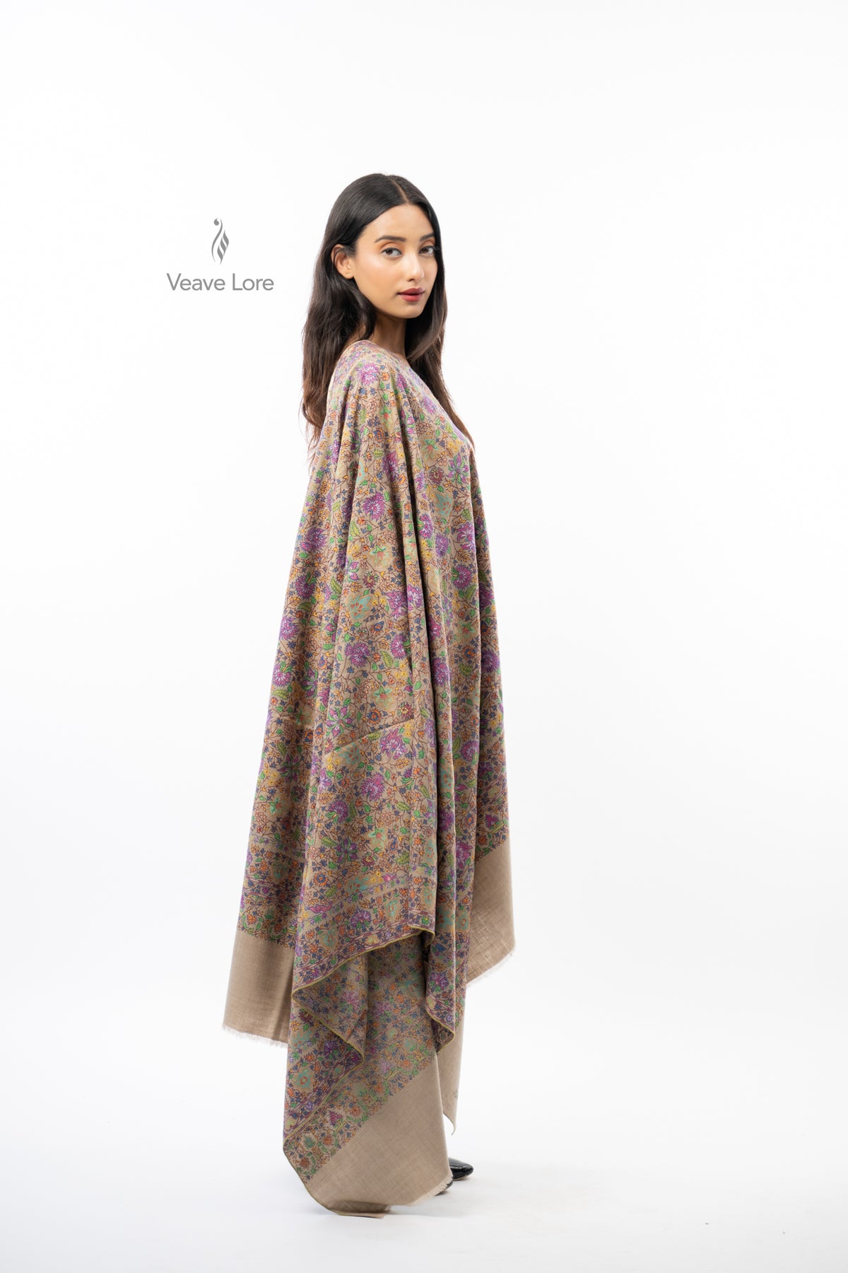 Ecru Dahlia Pashmina Shawl