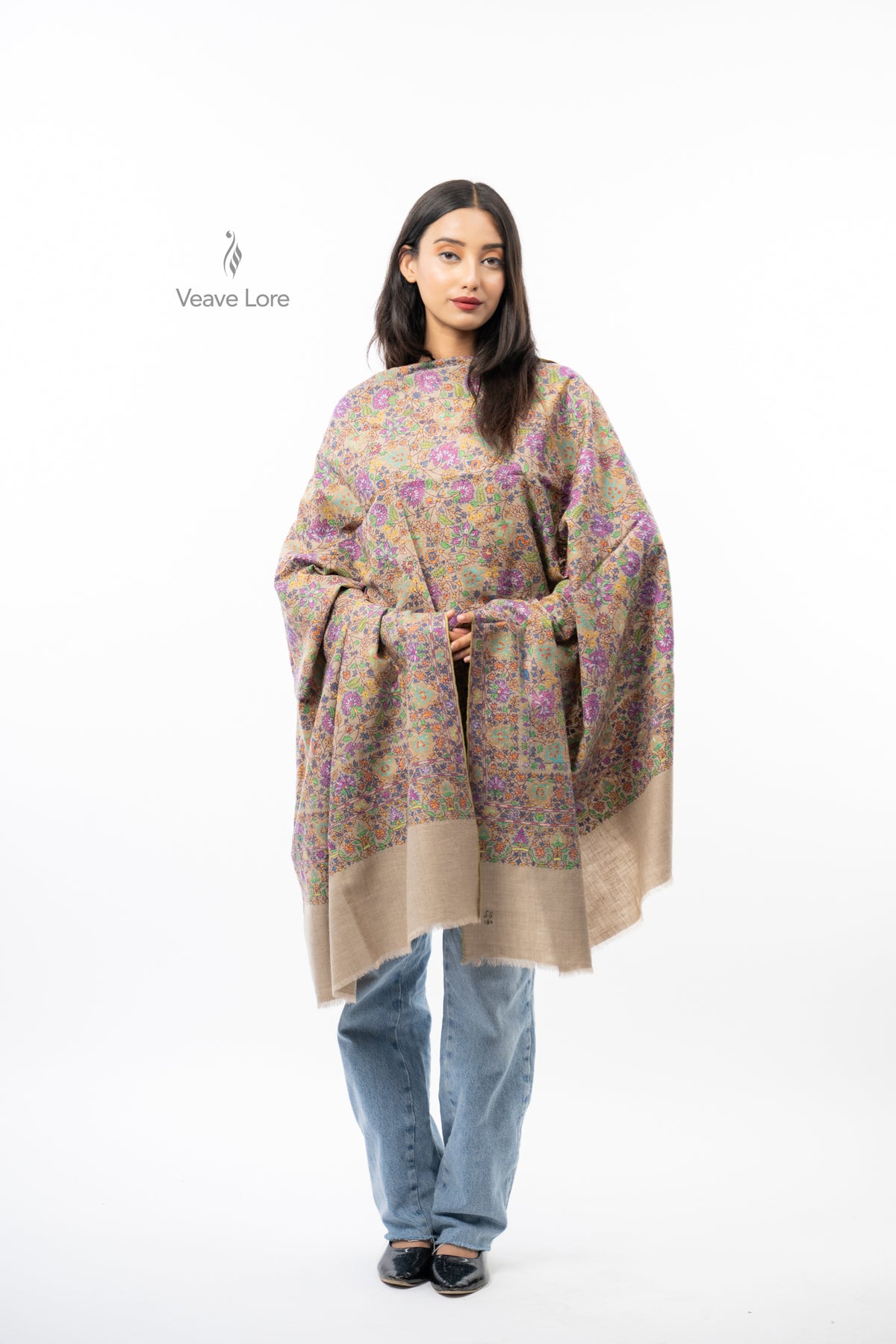 Ecru Dahlia Pashmina Shawl