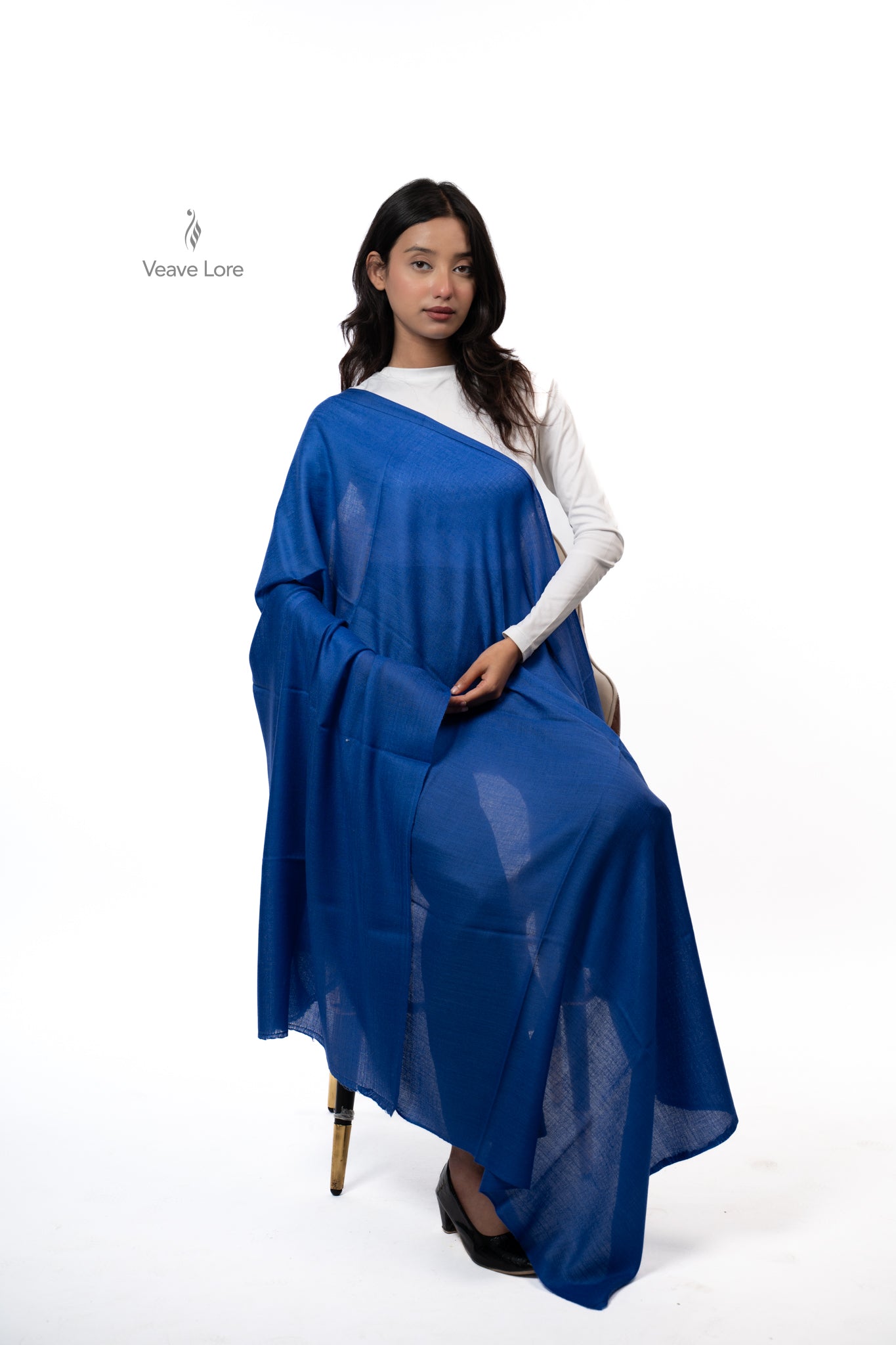 Neelam Cobalt Fine Wool Shawl