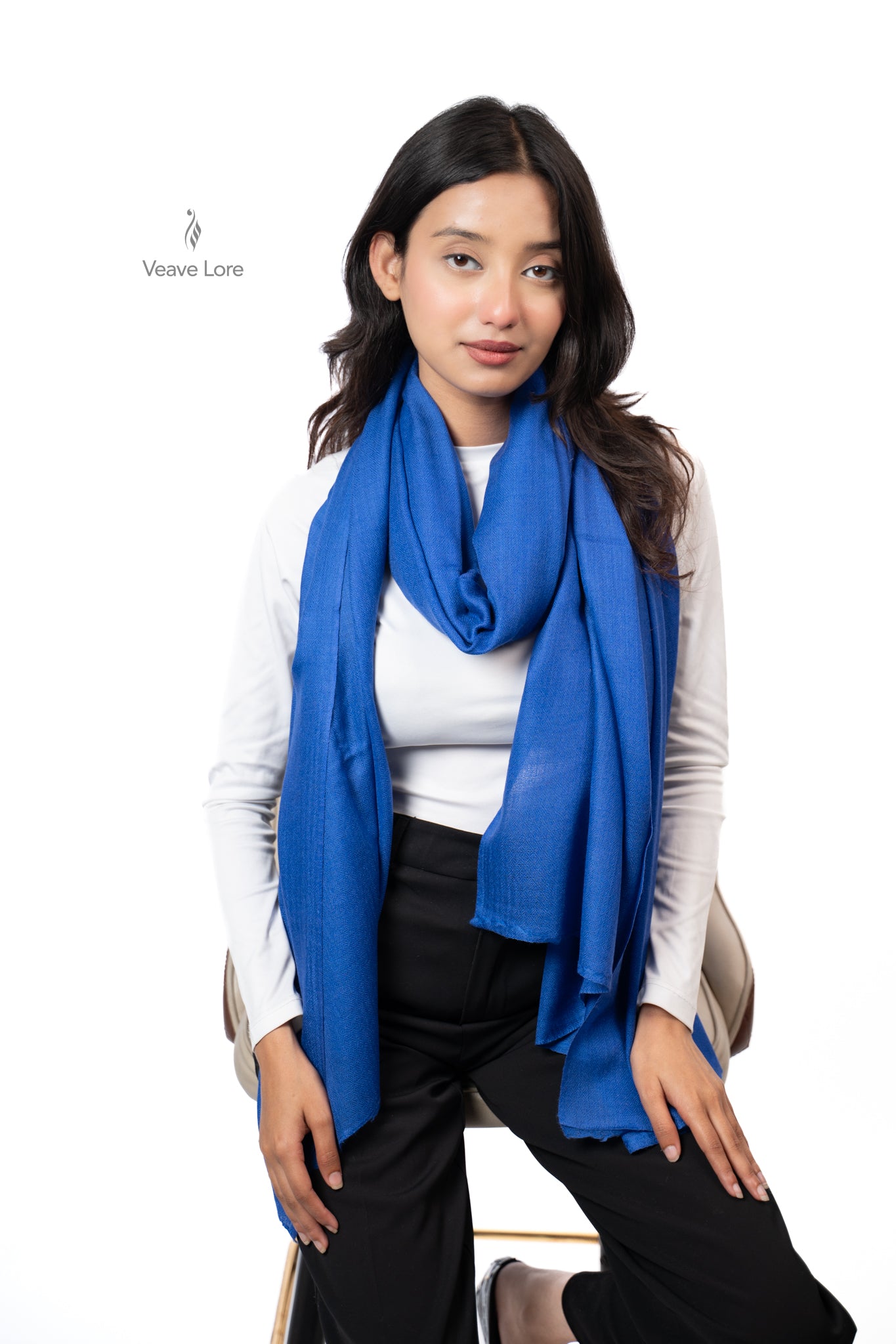 Neelam Cobalt Fine Wool Shawl