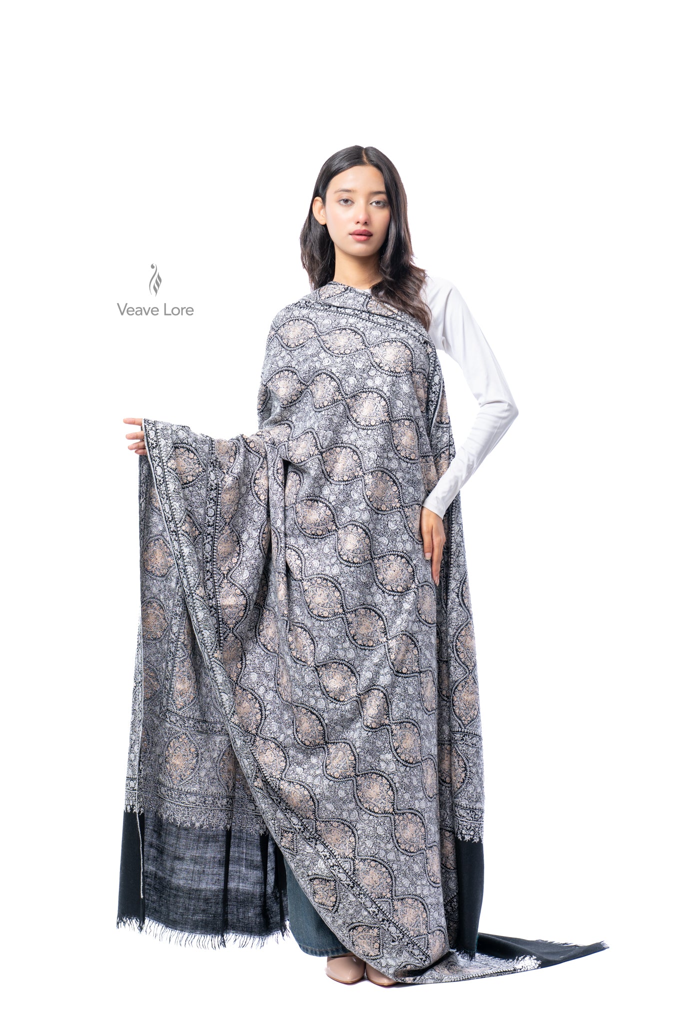 Nuqra Filigree Oversized Pashmina Shawl