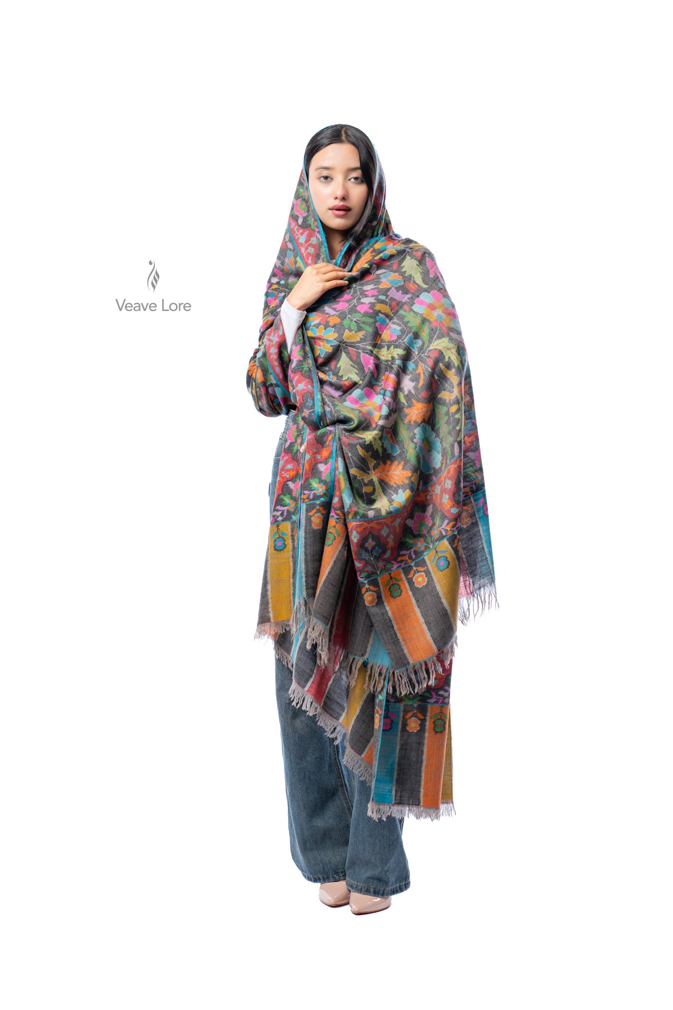 Khizan-o-Bahar Autumn & Spring Oversized Pashmina Shawl