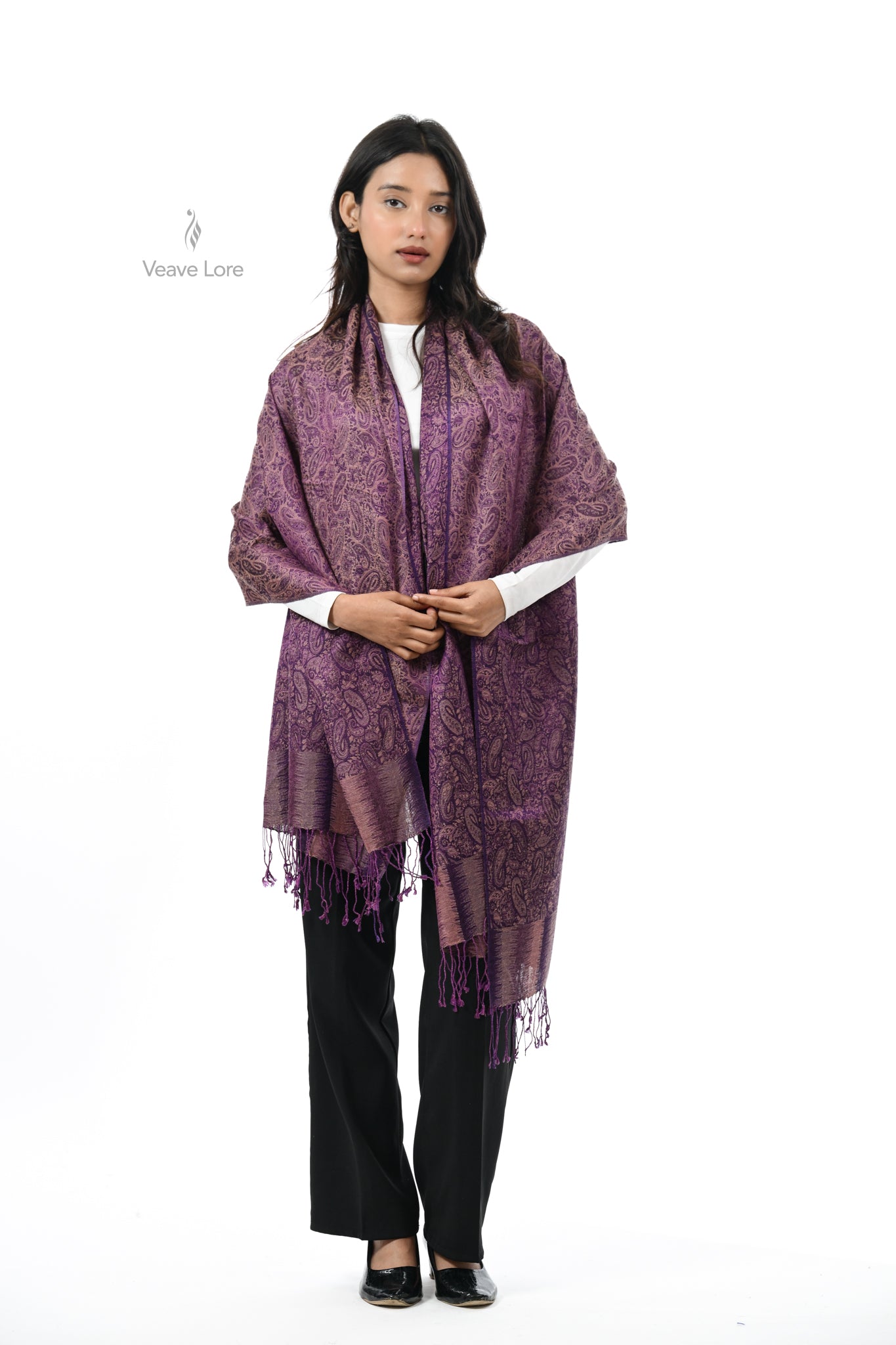 Jacquard Woven Fine Wool Stole