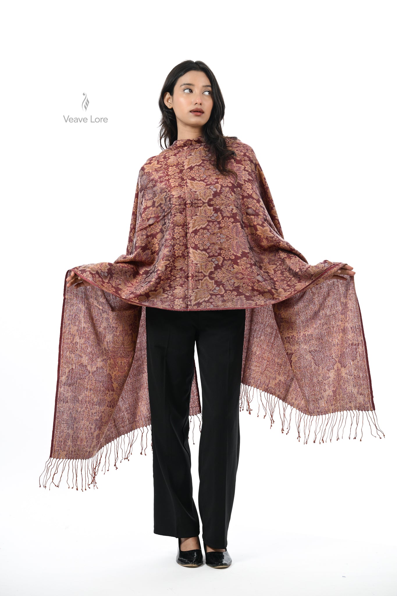 Jacquard Woven Fine Wool Stole