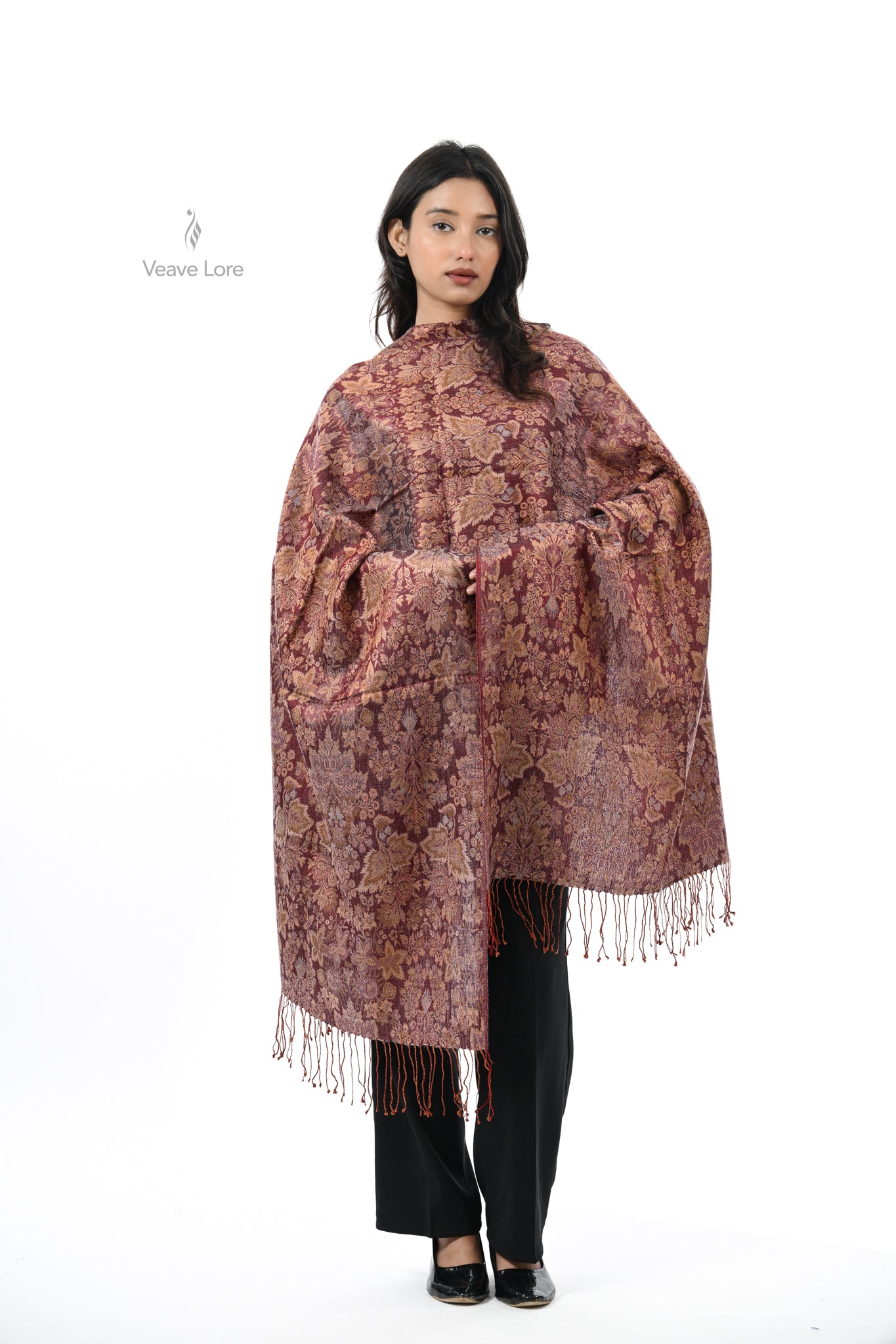 Jacquard Woven Fine Wool Stole