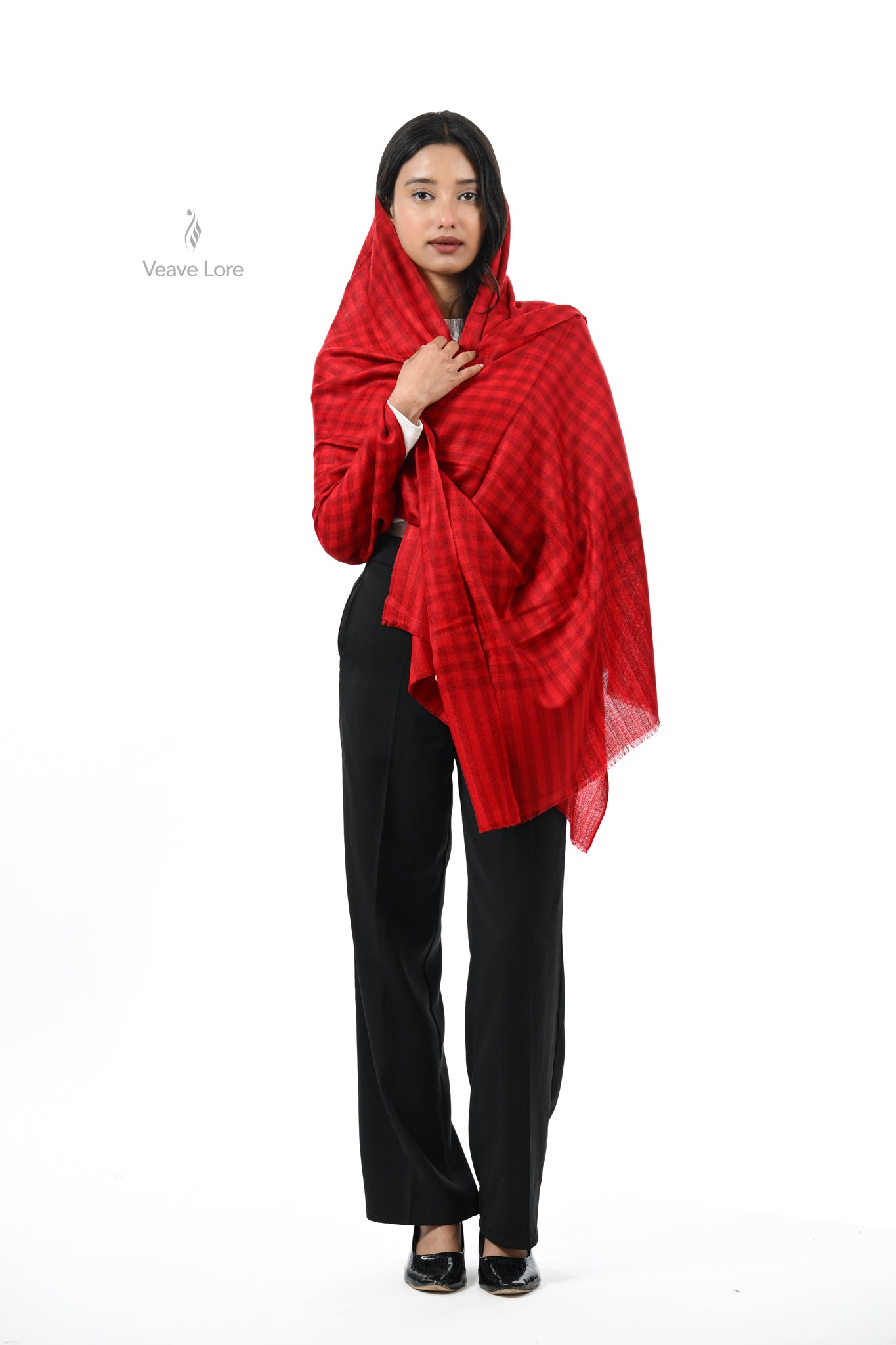 Damask Rose Check & Stripe Stole