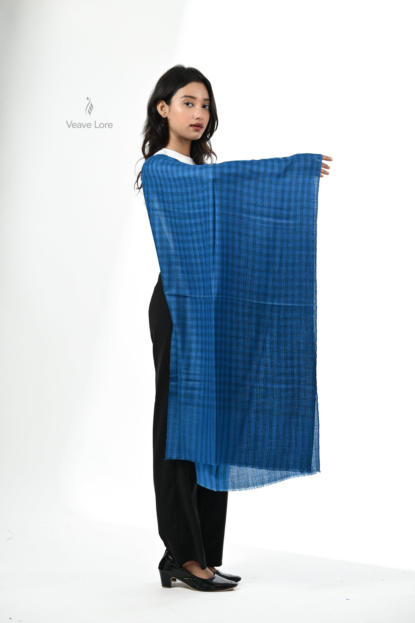 Damask Rose Check & Stripe Stole