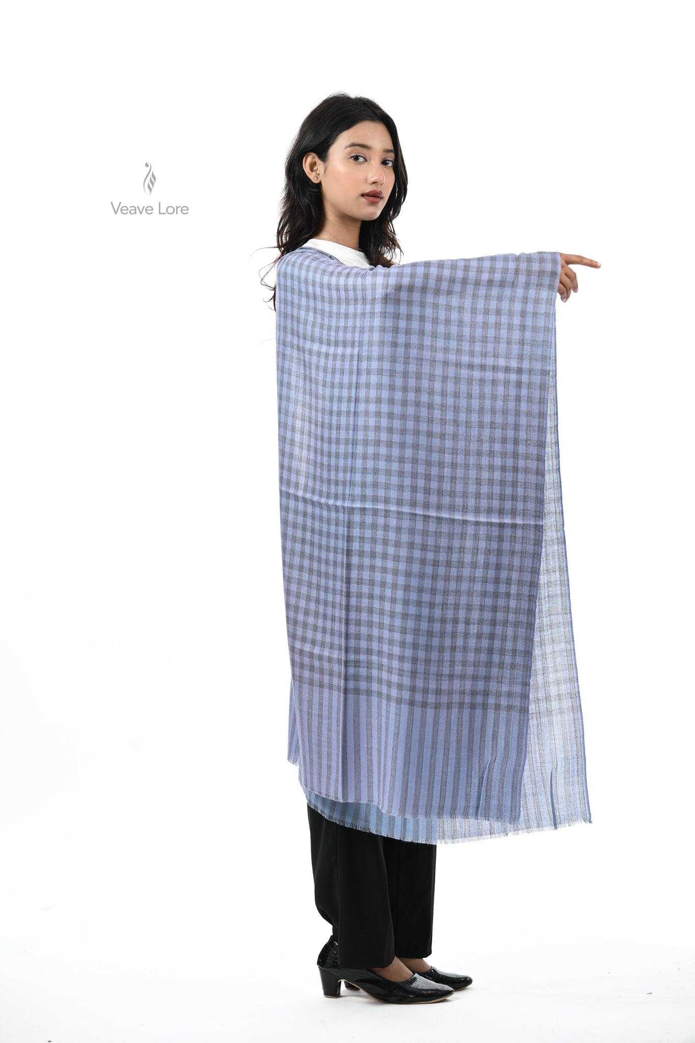 Damask Rose Check & Stripe Stole