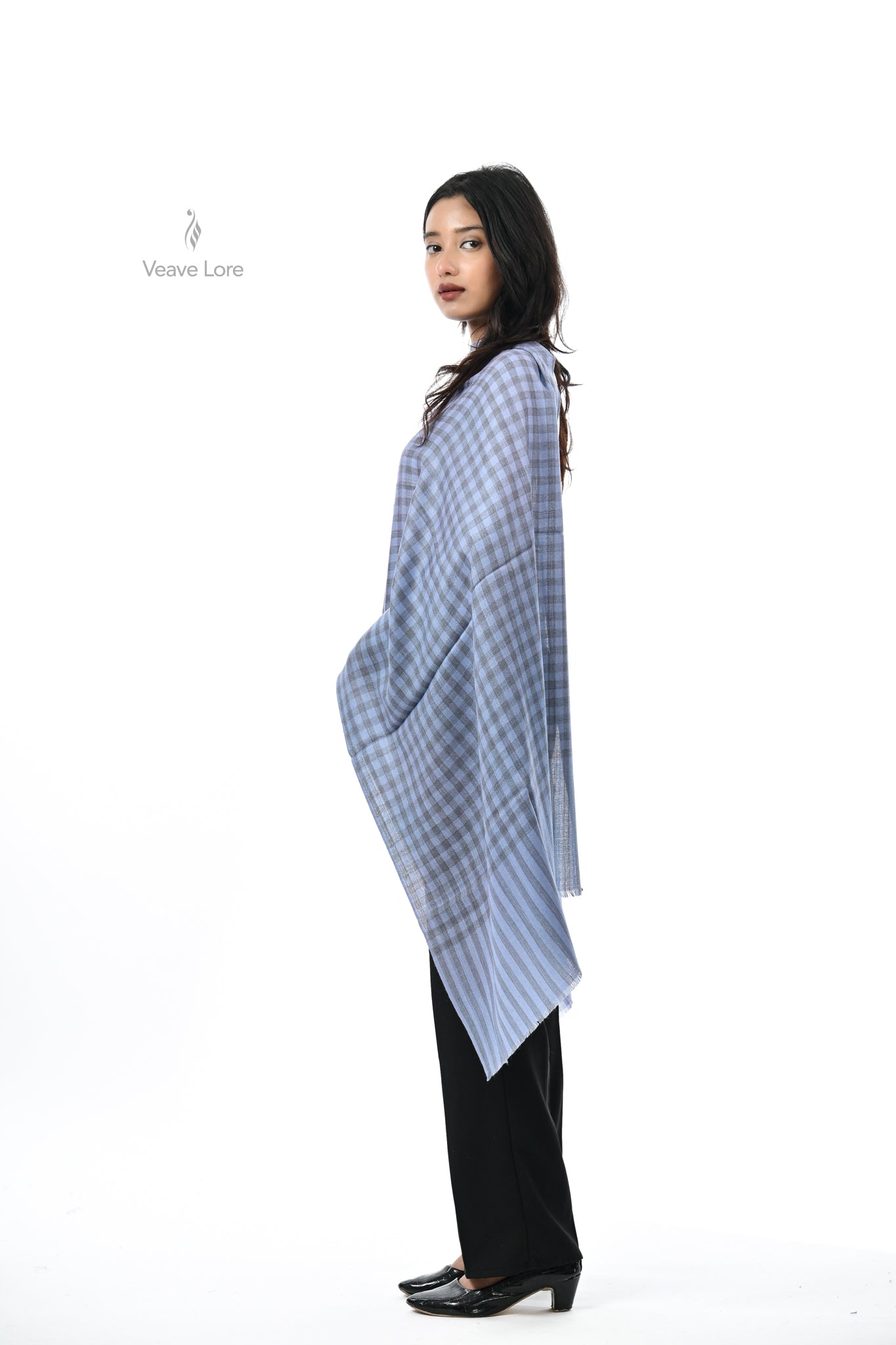 Damask Rose Check & Stripe Stole