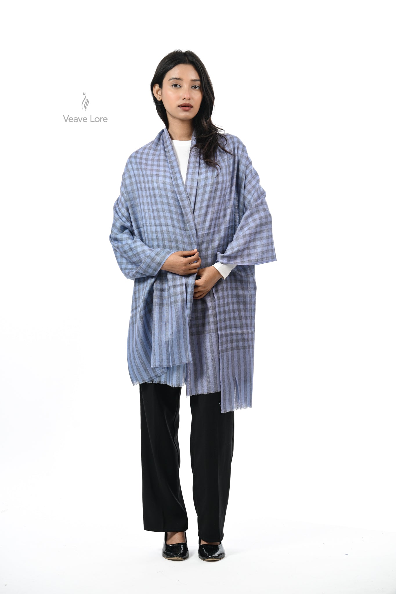 Damask Rose Check & Stripe Stole