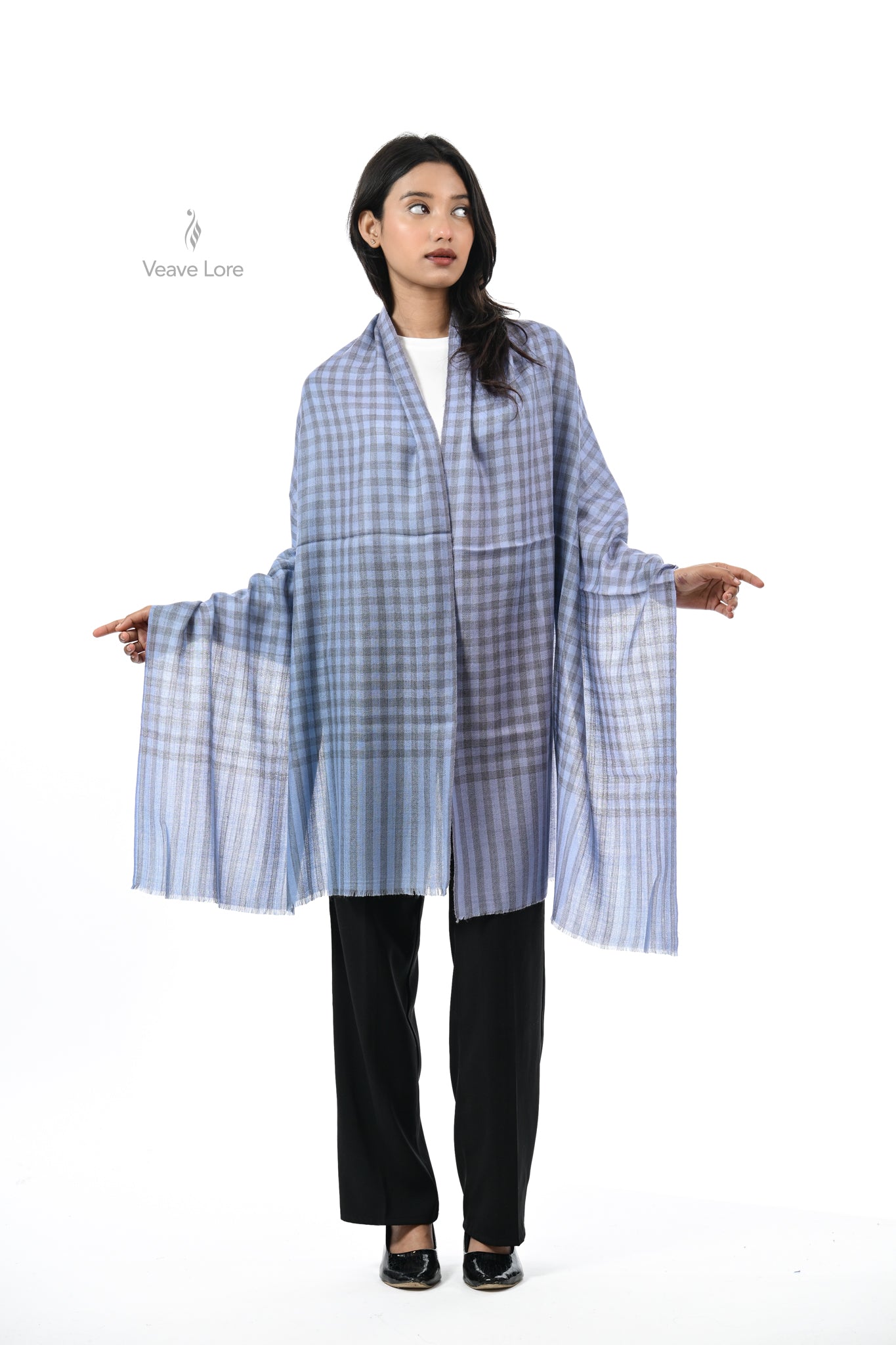 Damask Rose Check & Stripe Stole