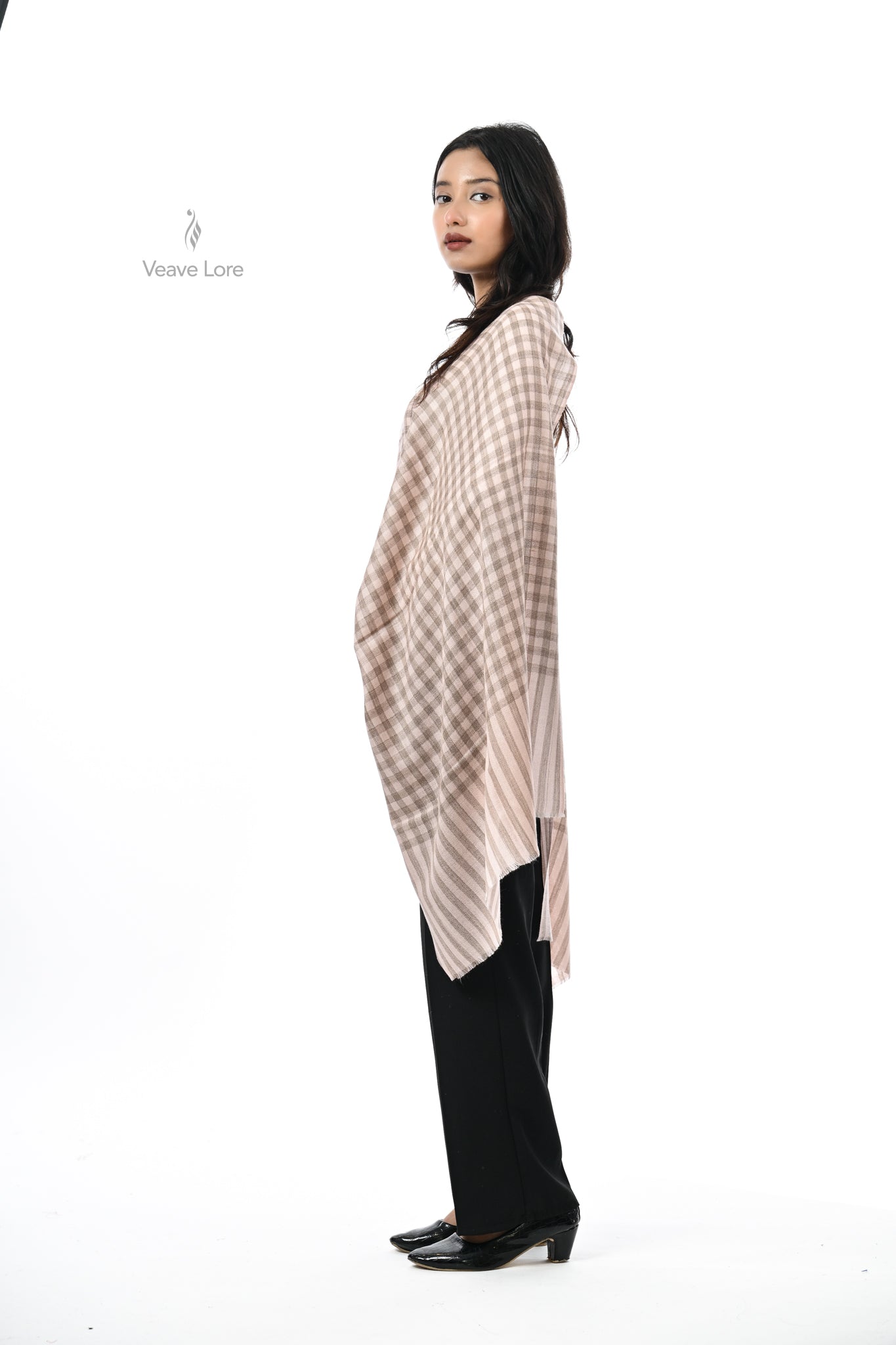 Damask Rose Check & Stripe Stole