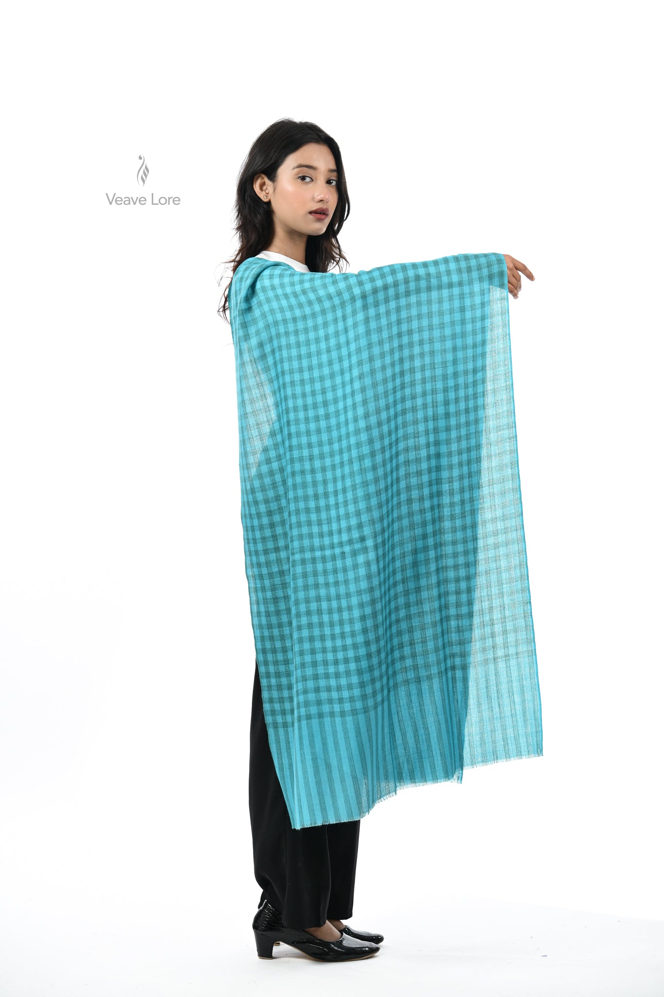 Damask Rose Check & Stripe Stole