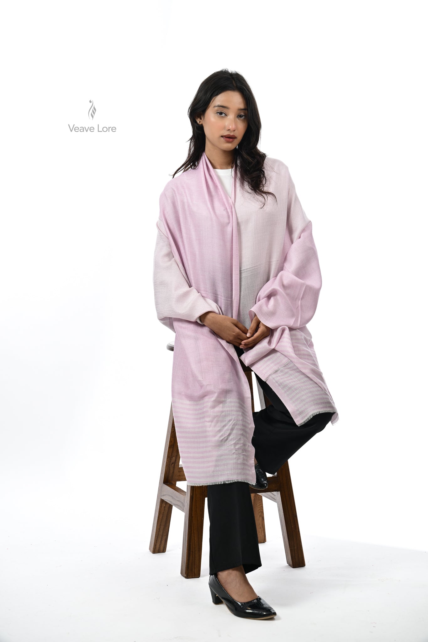 Tonal Texture Fine Wool Stole