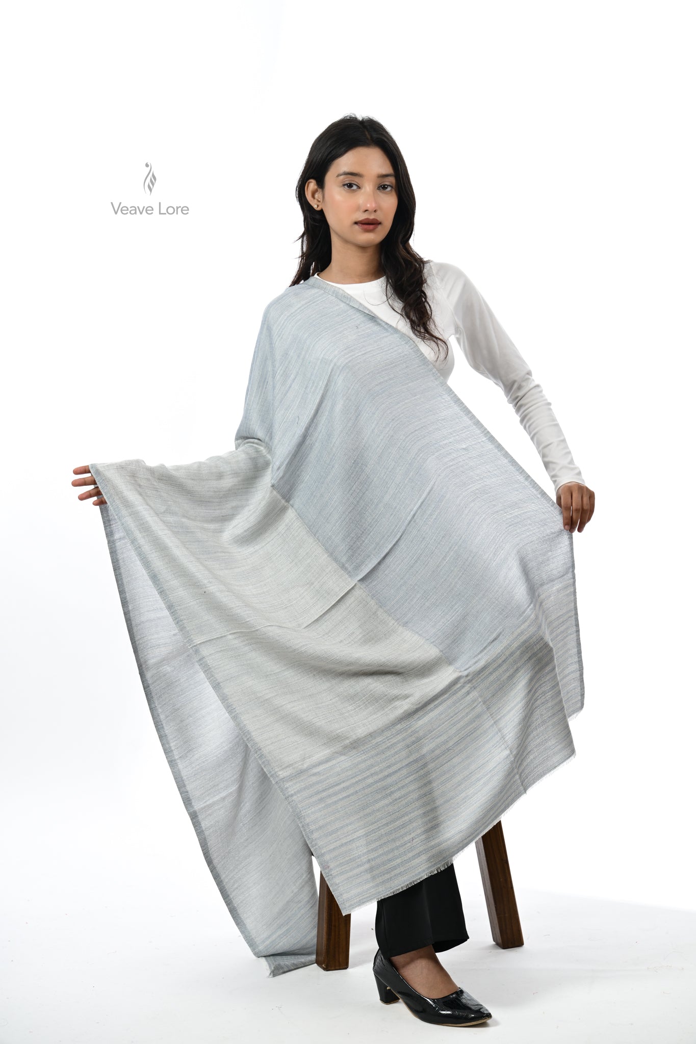 Tonal Texture Fine Wool Stole
