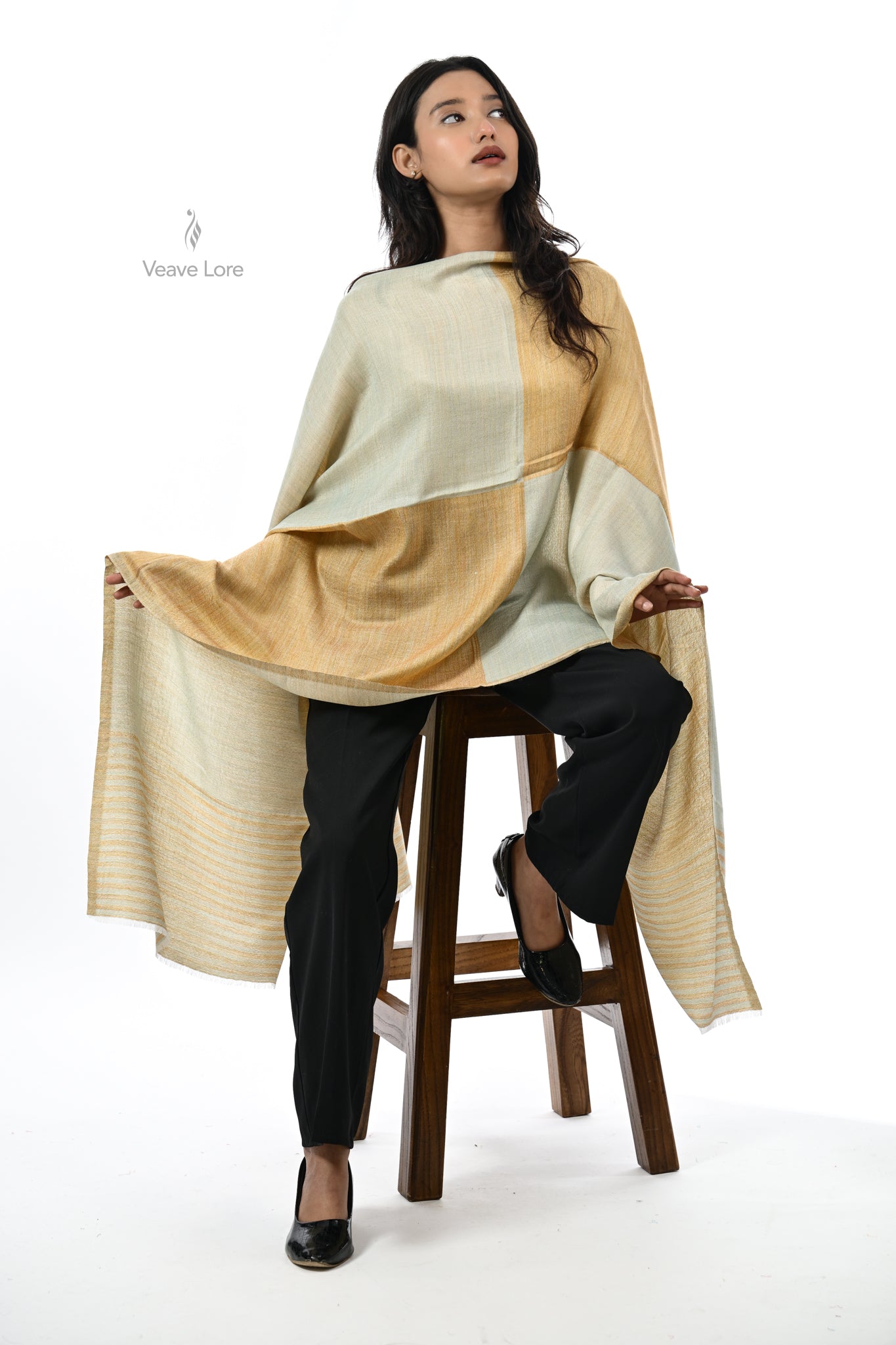Tonal Texture Fine Wool Stole