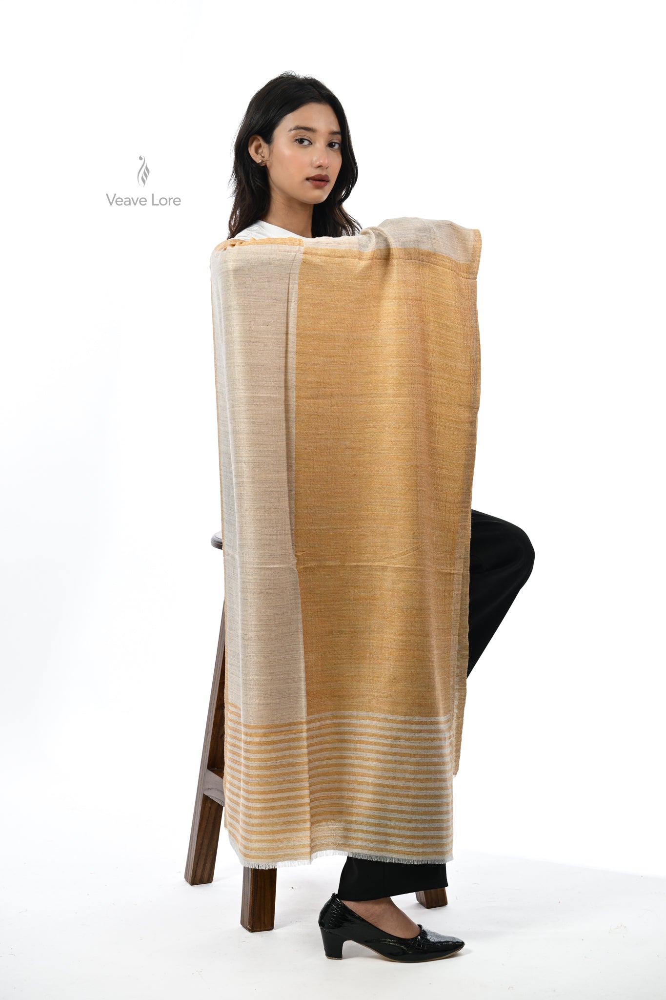 Tonal Texture Fine Wool Stole