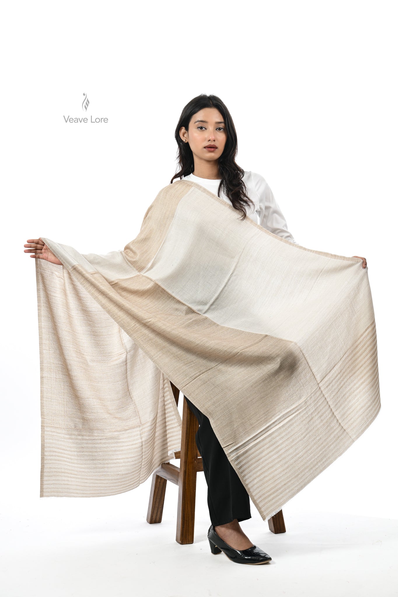 Tonal Texture Fine Wool Stole