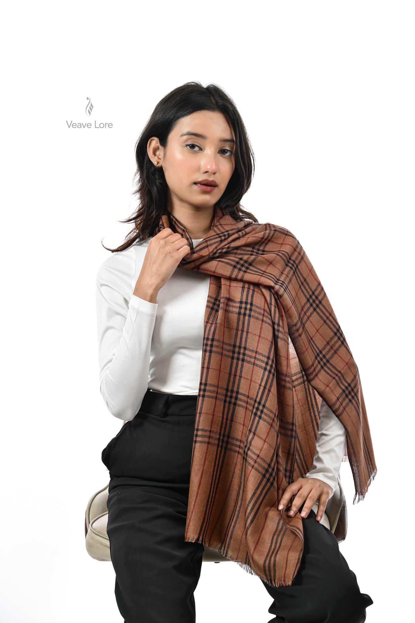Rangoon Check Fine Wool Muffler