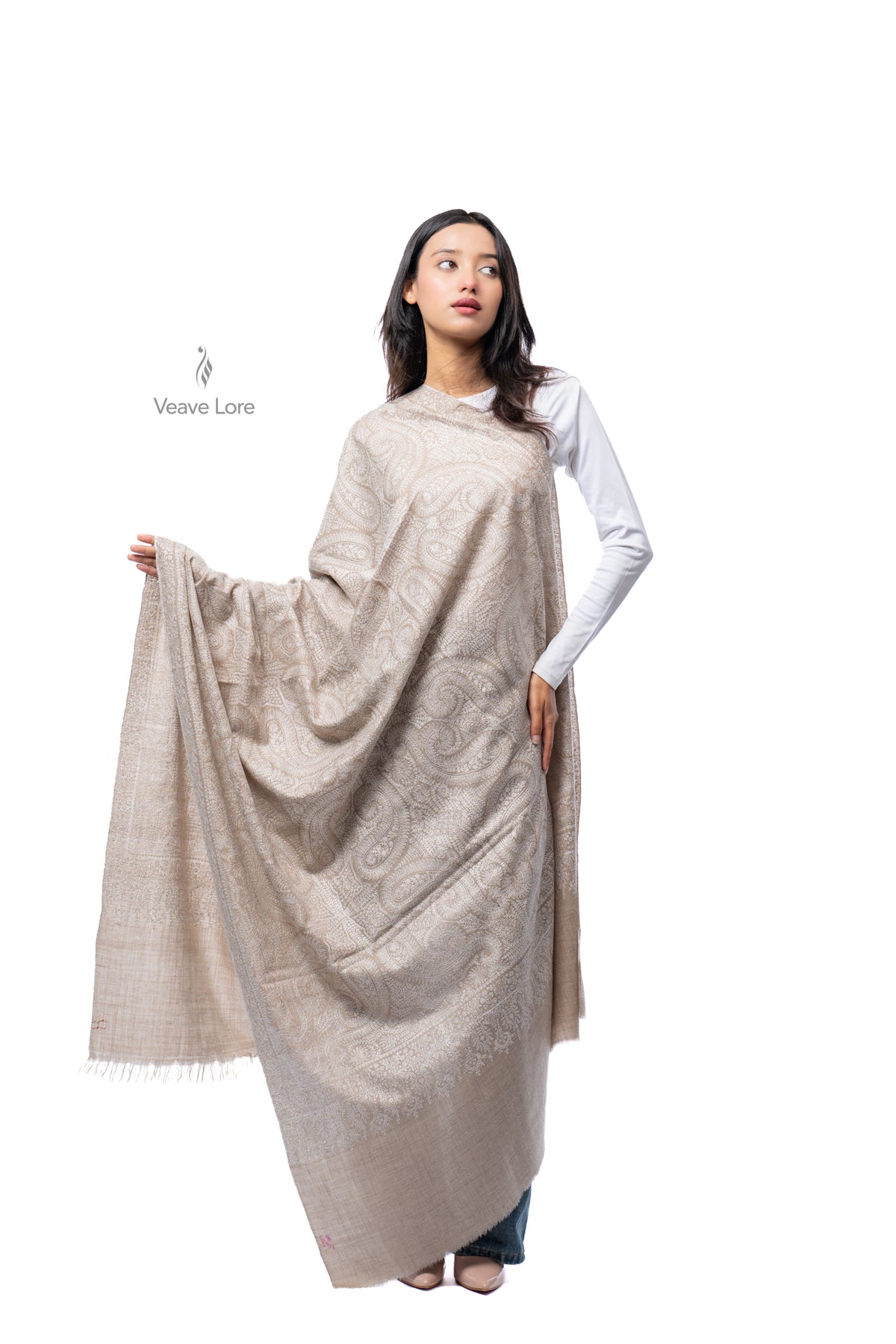 Bisque Tracery Pashmina Shawl