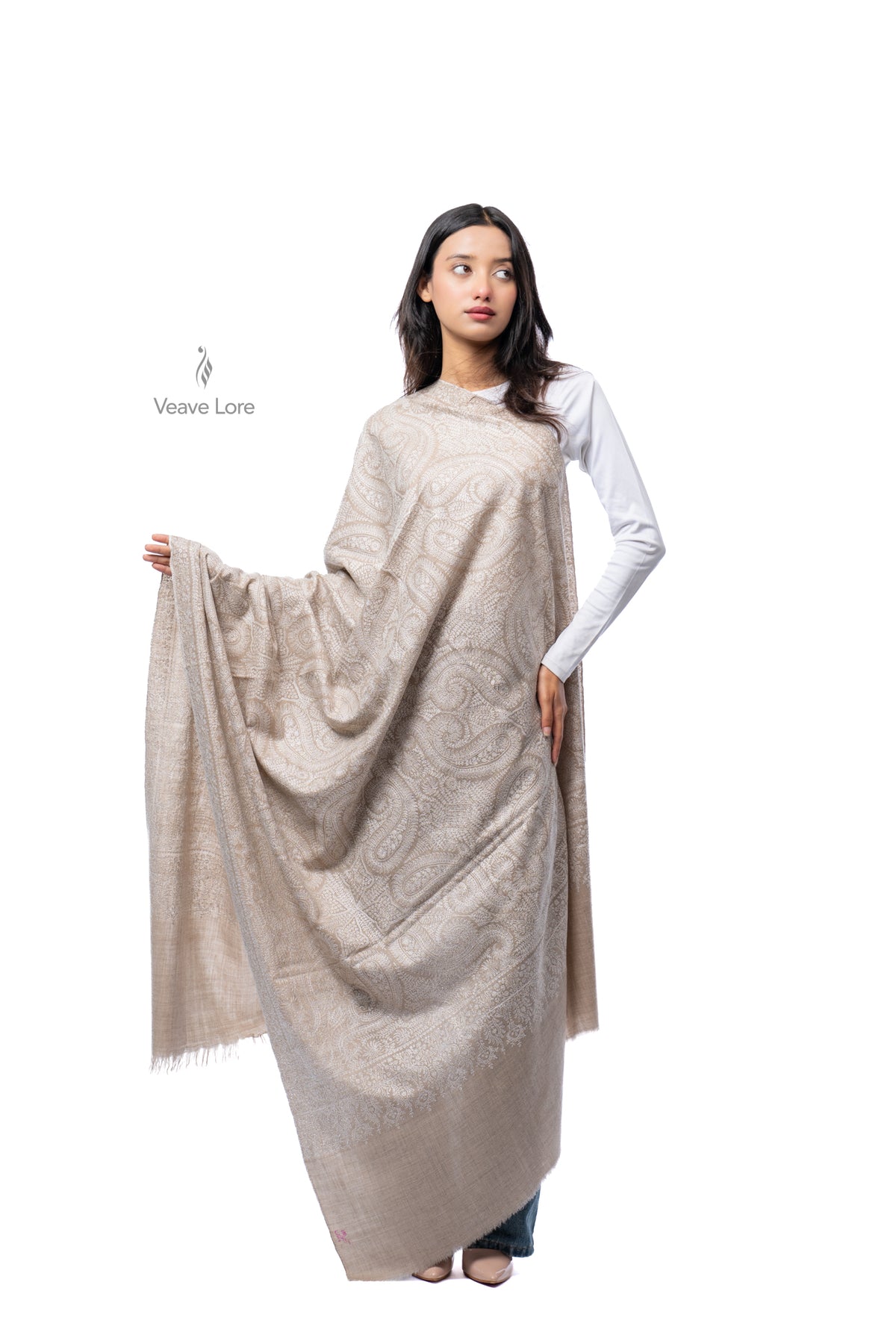 Bisque Tracery Pashmina Shawl